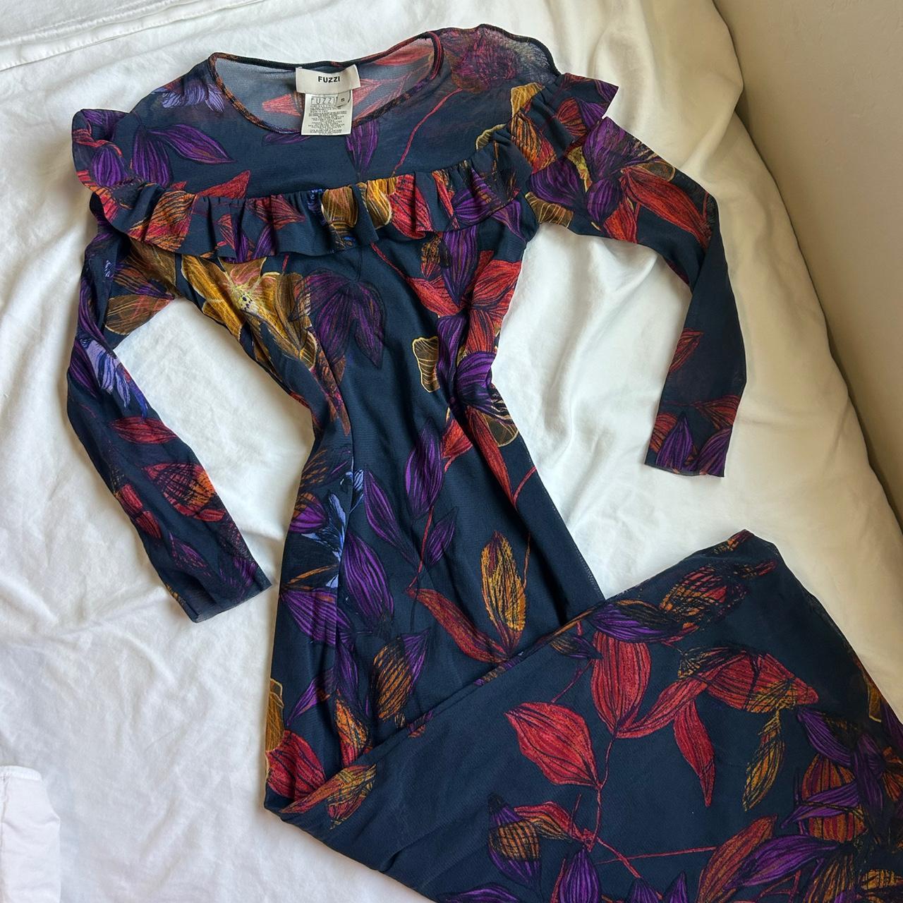 Made in Italy FUZZI Navy blue floral Depop