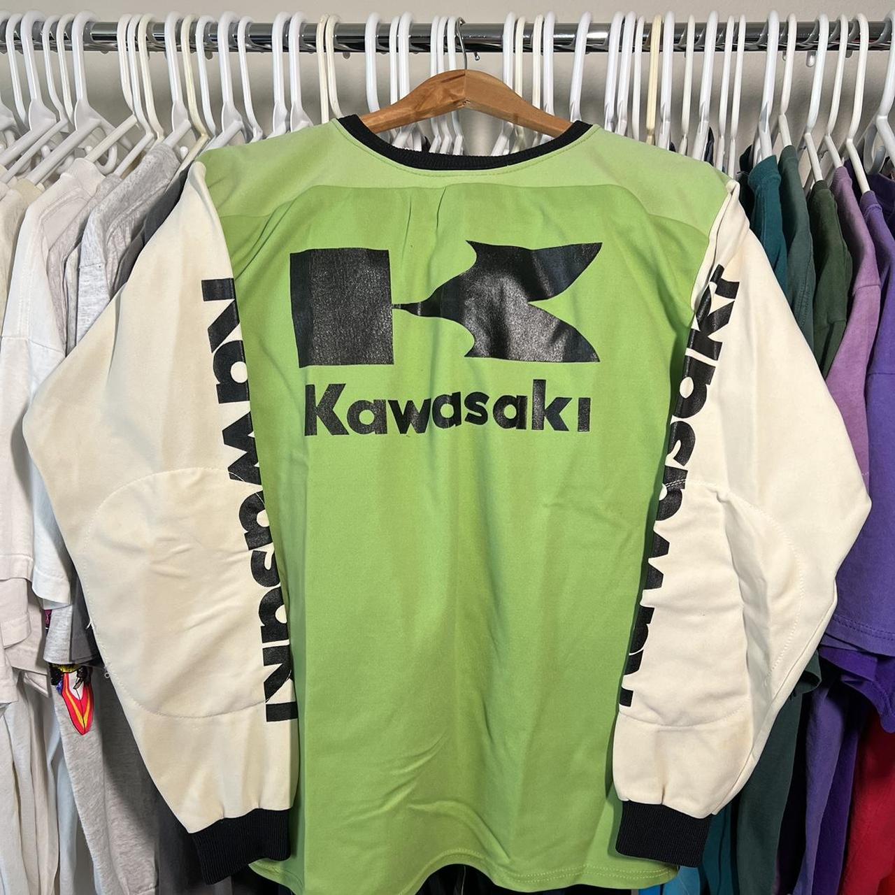 Vintage Kawasaki Motocross Racing Jersey L 21 Pit... Depop