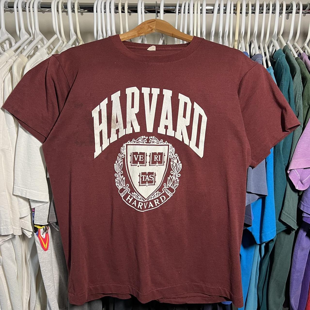 Vintage 80s Harvard Tee L 20 Pit 26 Length... - Depop