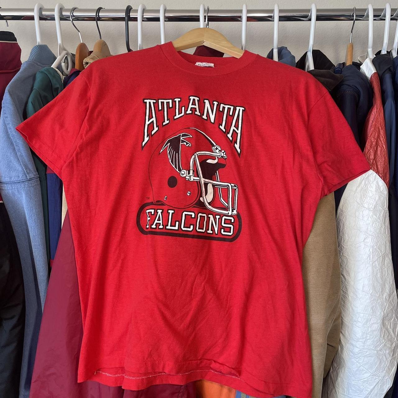 80s Atlanta Falcons Vintage NFL Football Tee XL,... - Depop