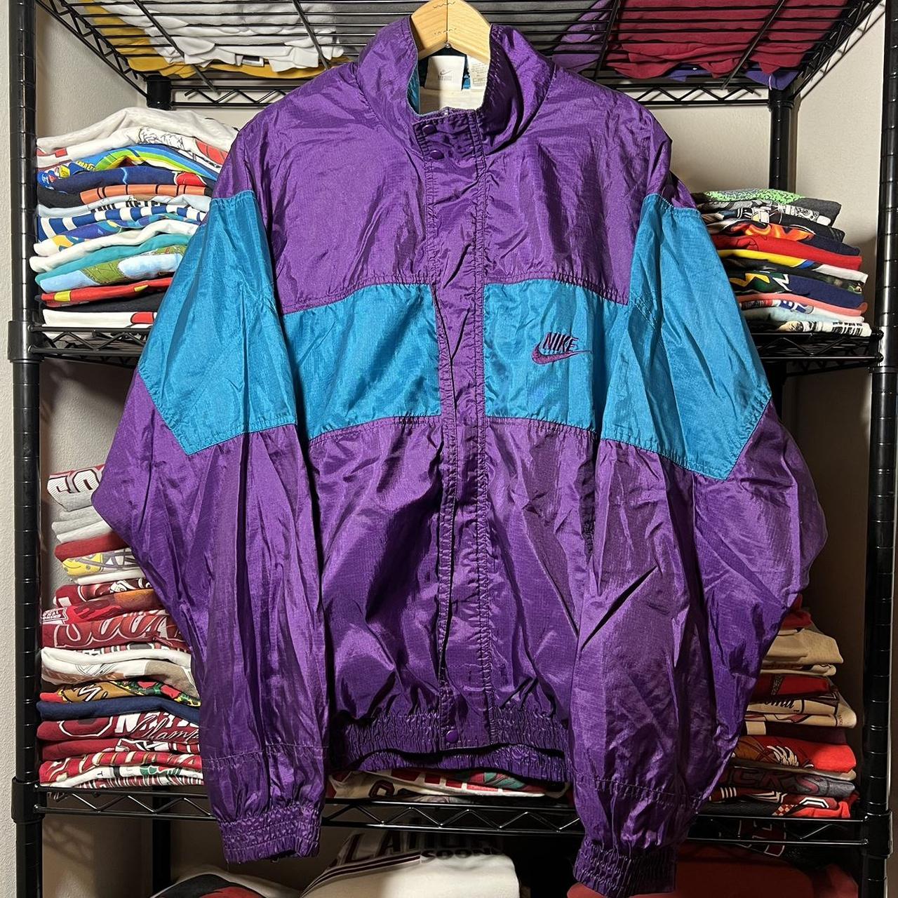 Vintage Nike purple and blue windbreaker jacket L. Depop