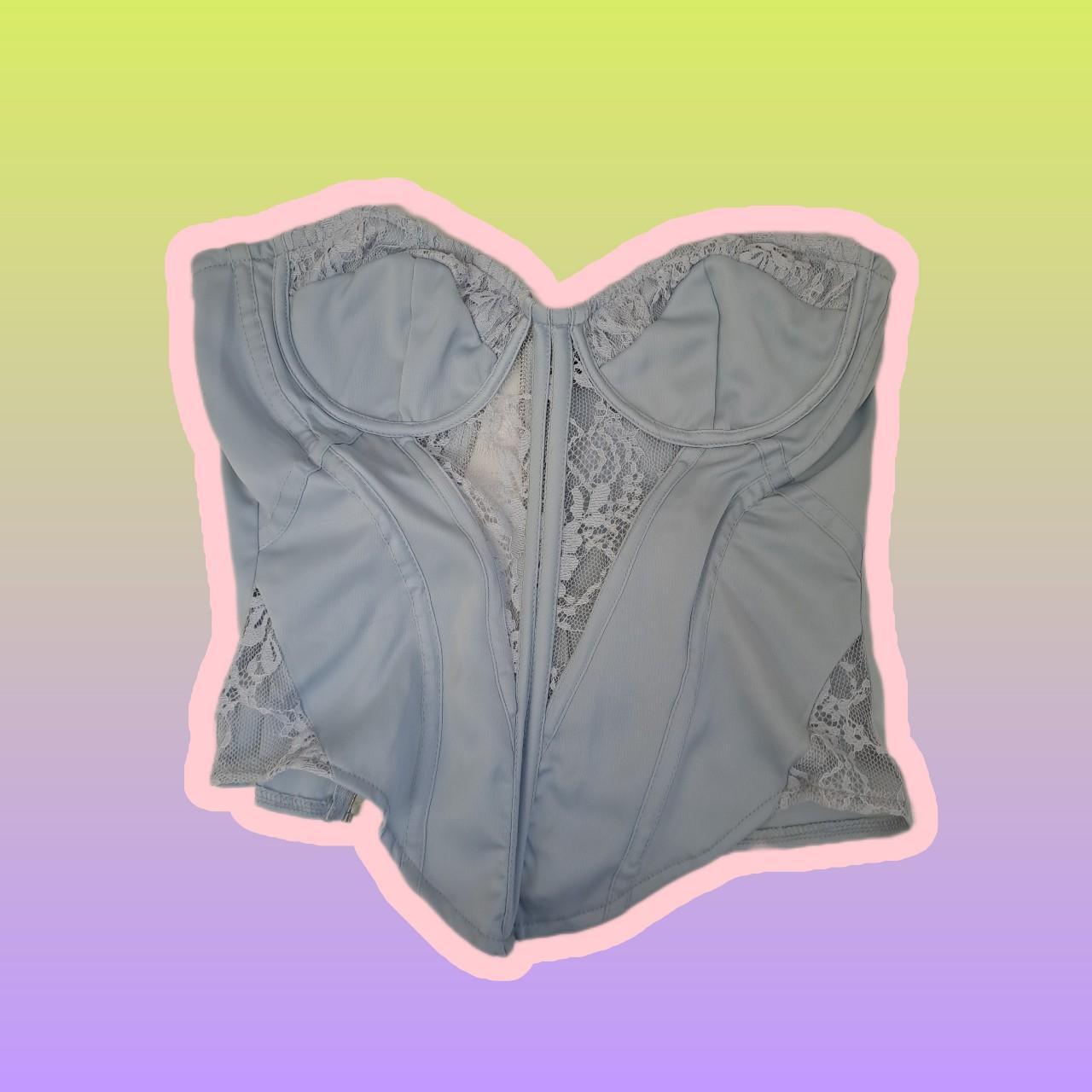 silky light blue corset top from PLT size 8 corset... Depop