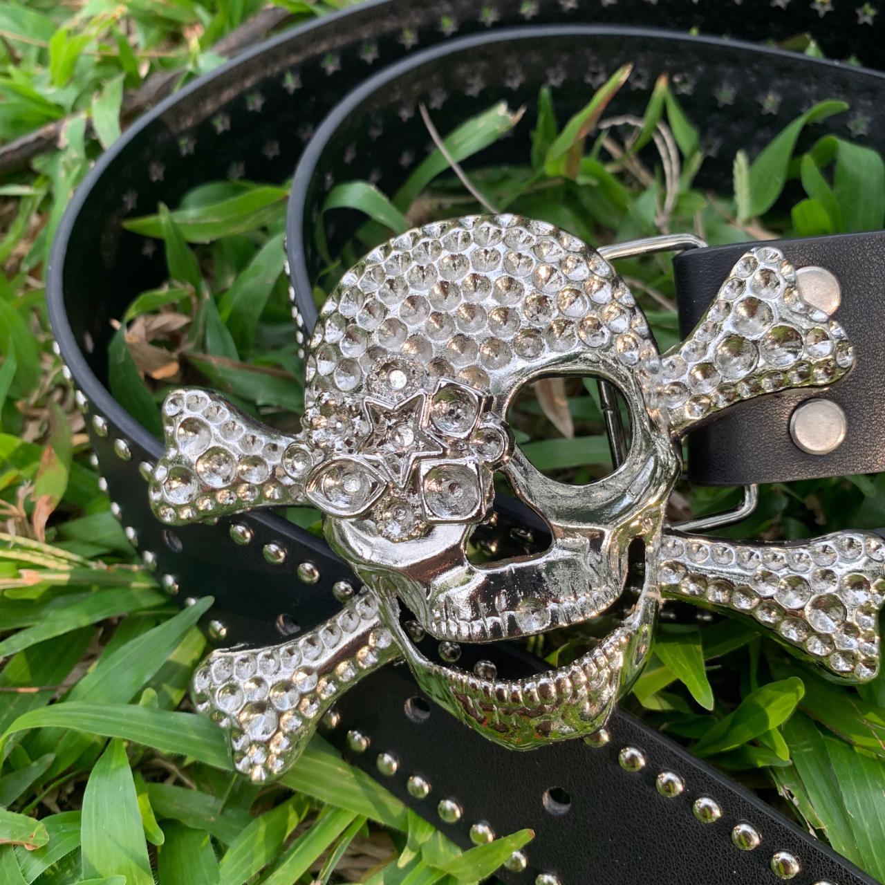 Y2k goth belt sparkly skull belt It's a very y2k | Depop