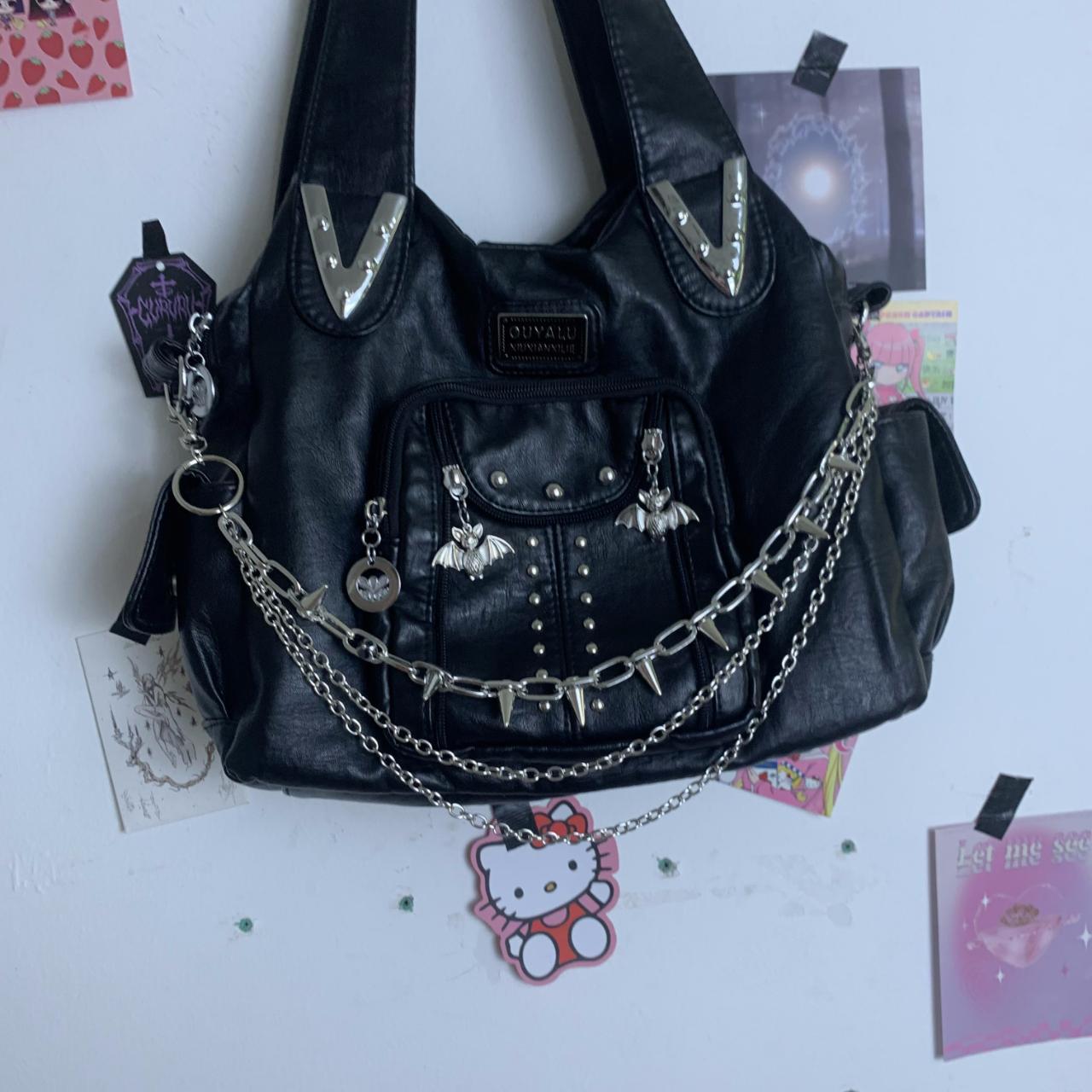 バッグ grunge Y2K fake leather bag 00s archive 00s Archive Shoulder Bag Grunge Y2K Hobo Faux Leather Unisex