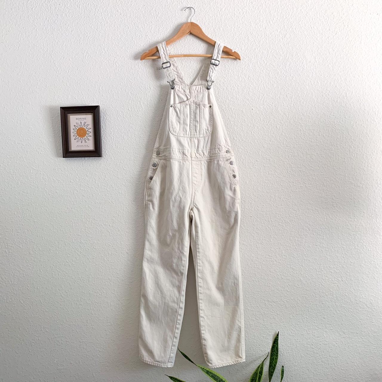 Old Navy Women's Cream Dungareesoveralls Depop