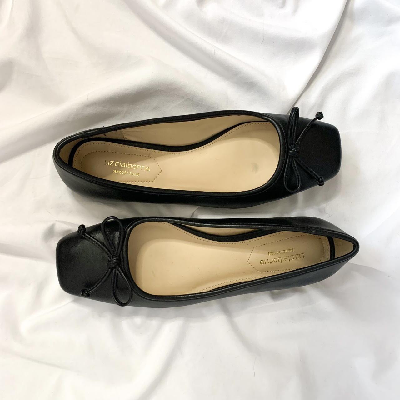 Vintage Liz Claiborne Blck Square Toe Flats - Tag... - Depop