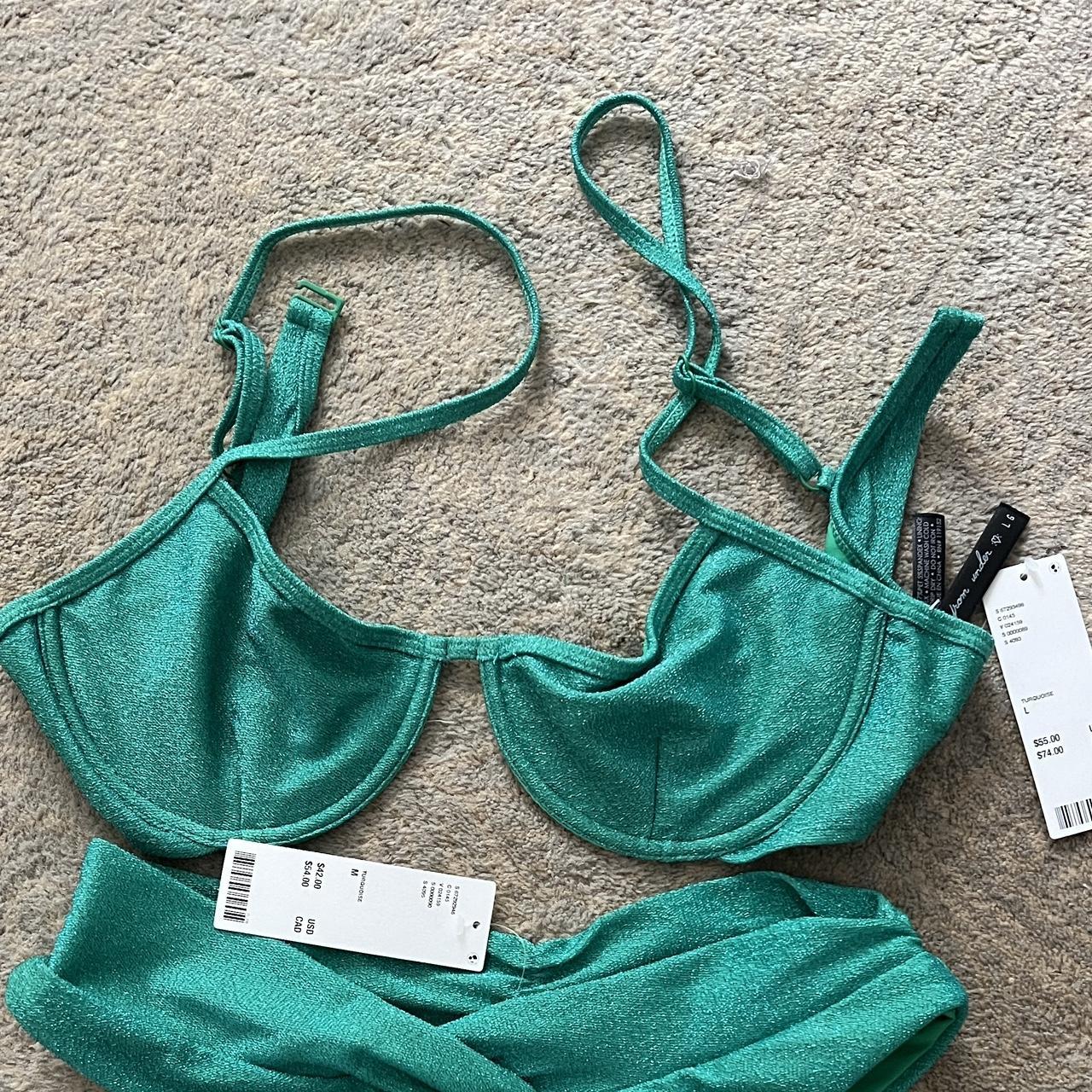 Bikini set 20 turquoise ( metallic green) Top L (... Depop