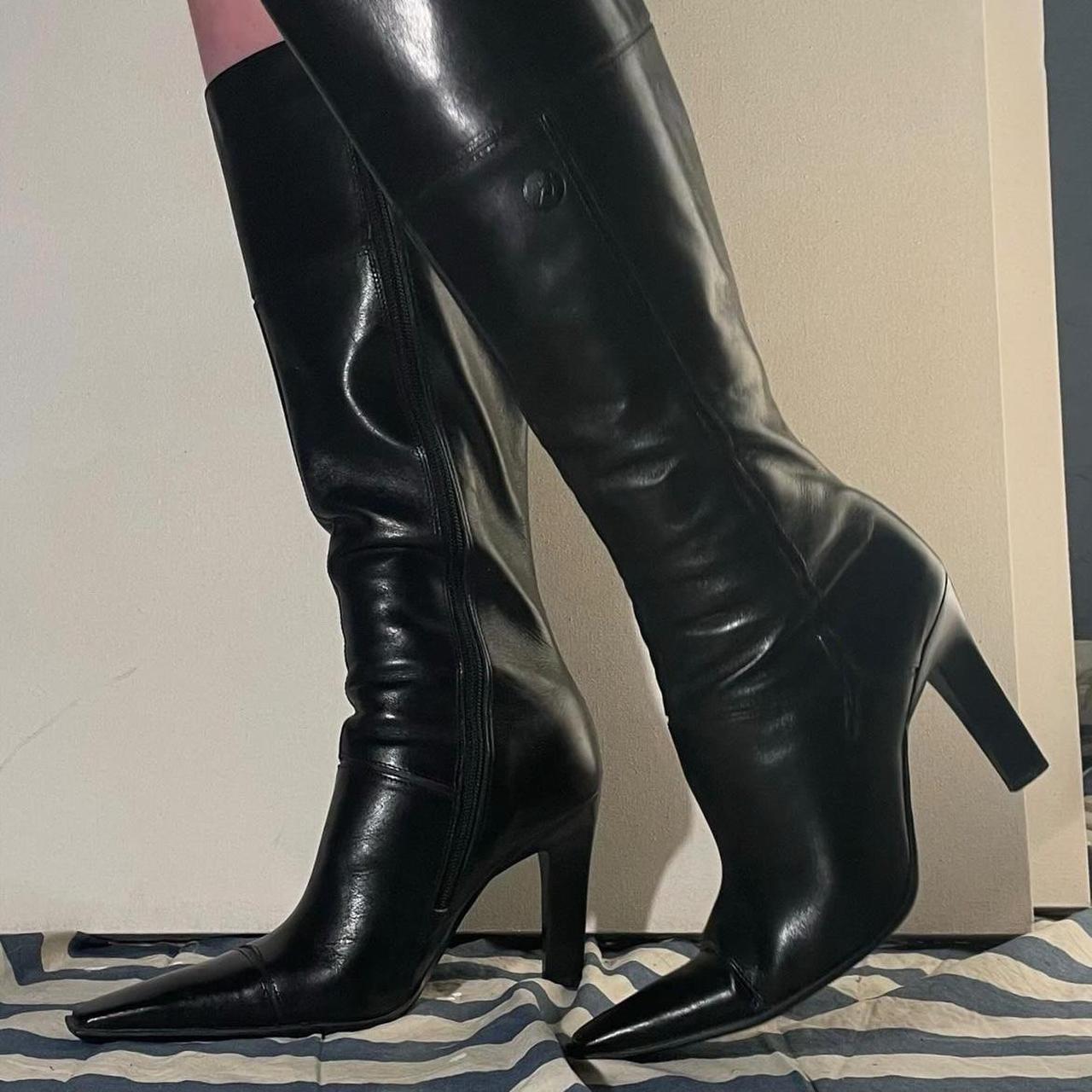 **RESERVED** Genuine vintage leather knee-high... - Depop