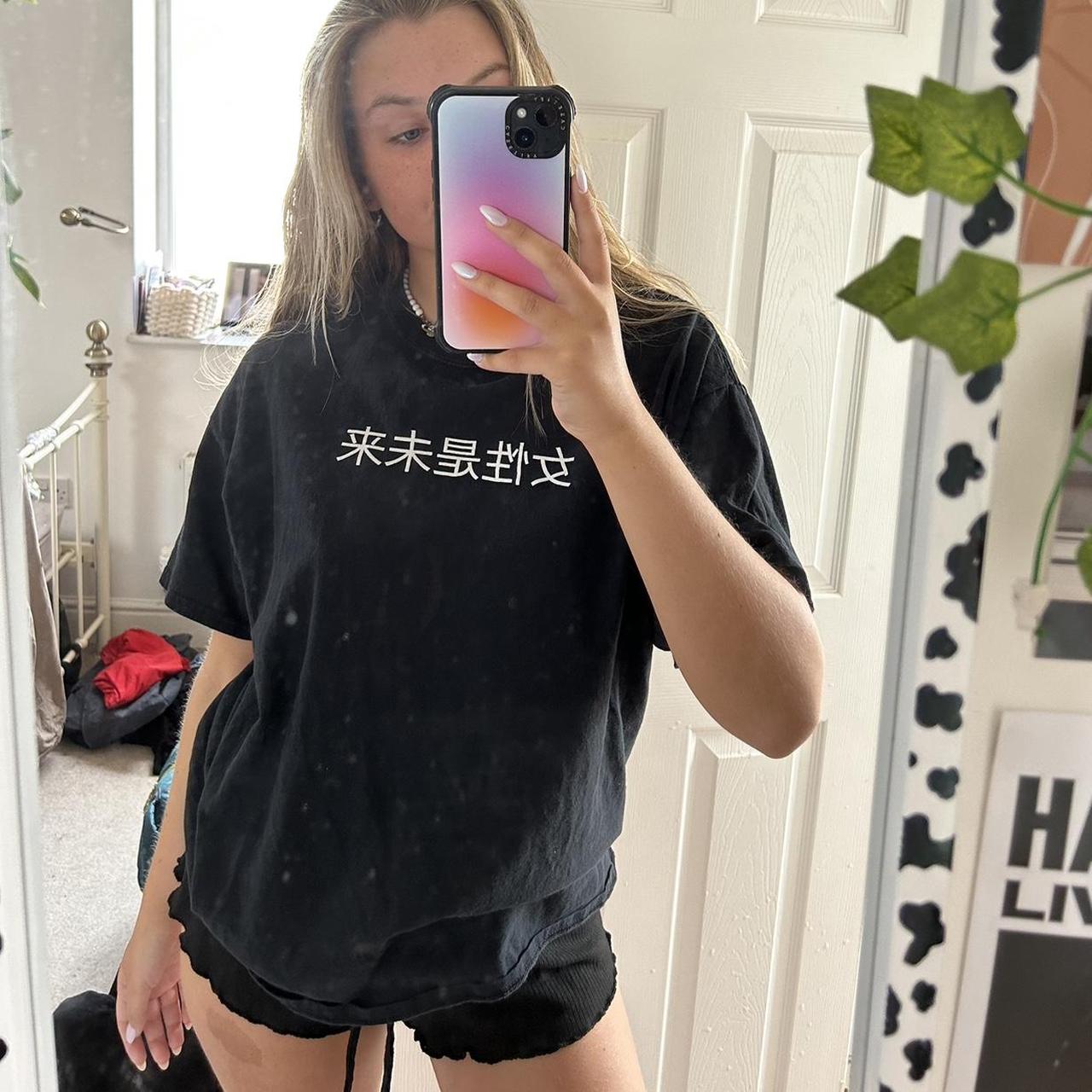 pretty little thing oversized black graphic tee Depop