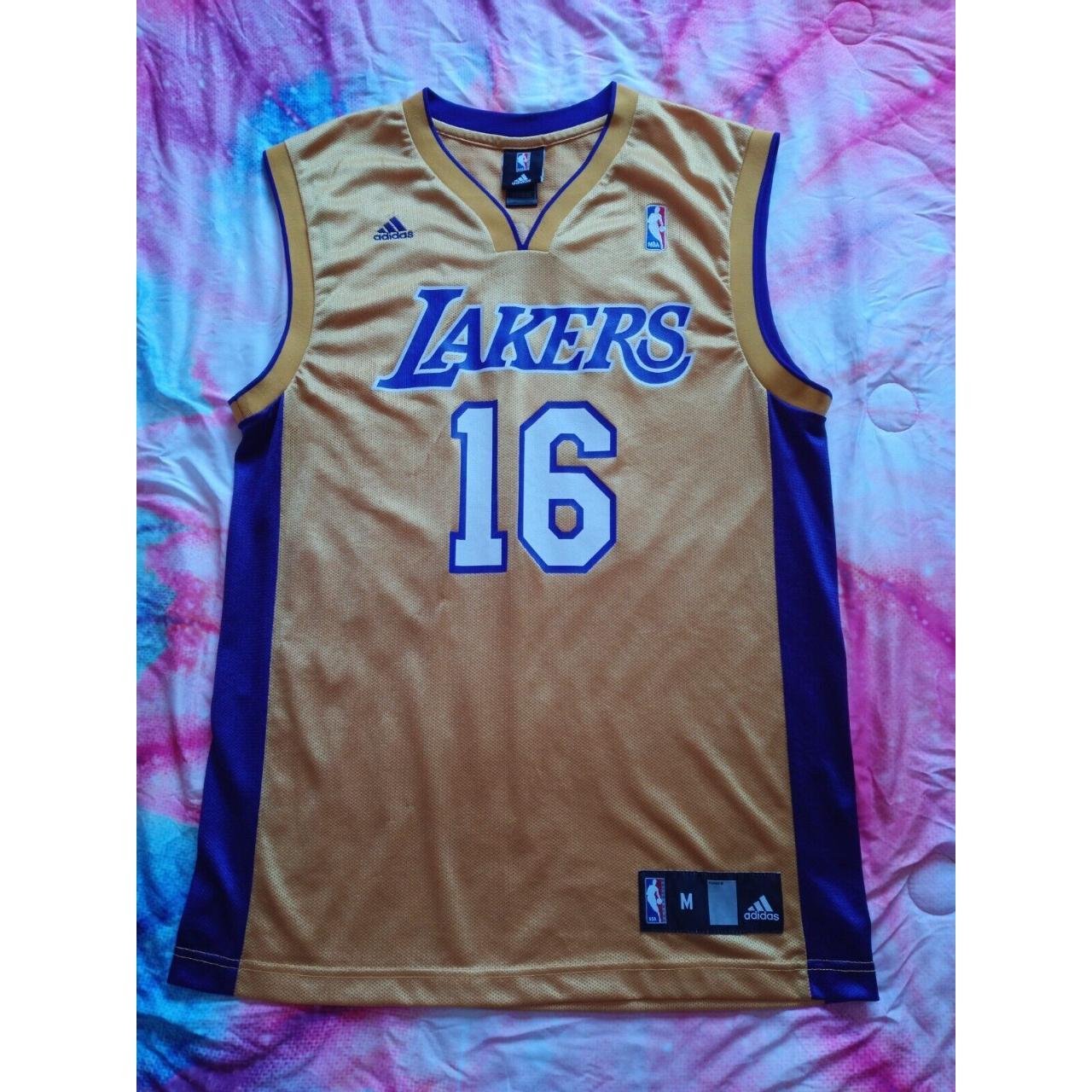 Los Angeles Lakers Pau Gasol #16 Medium Yellow... - Depop