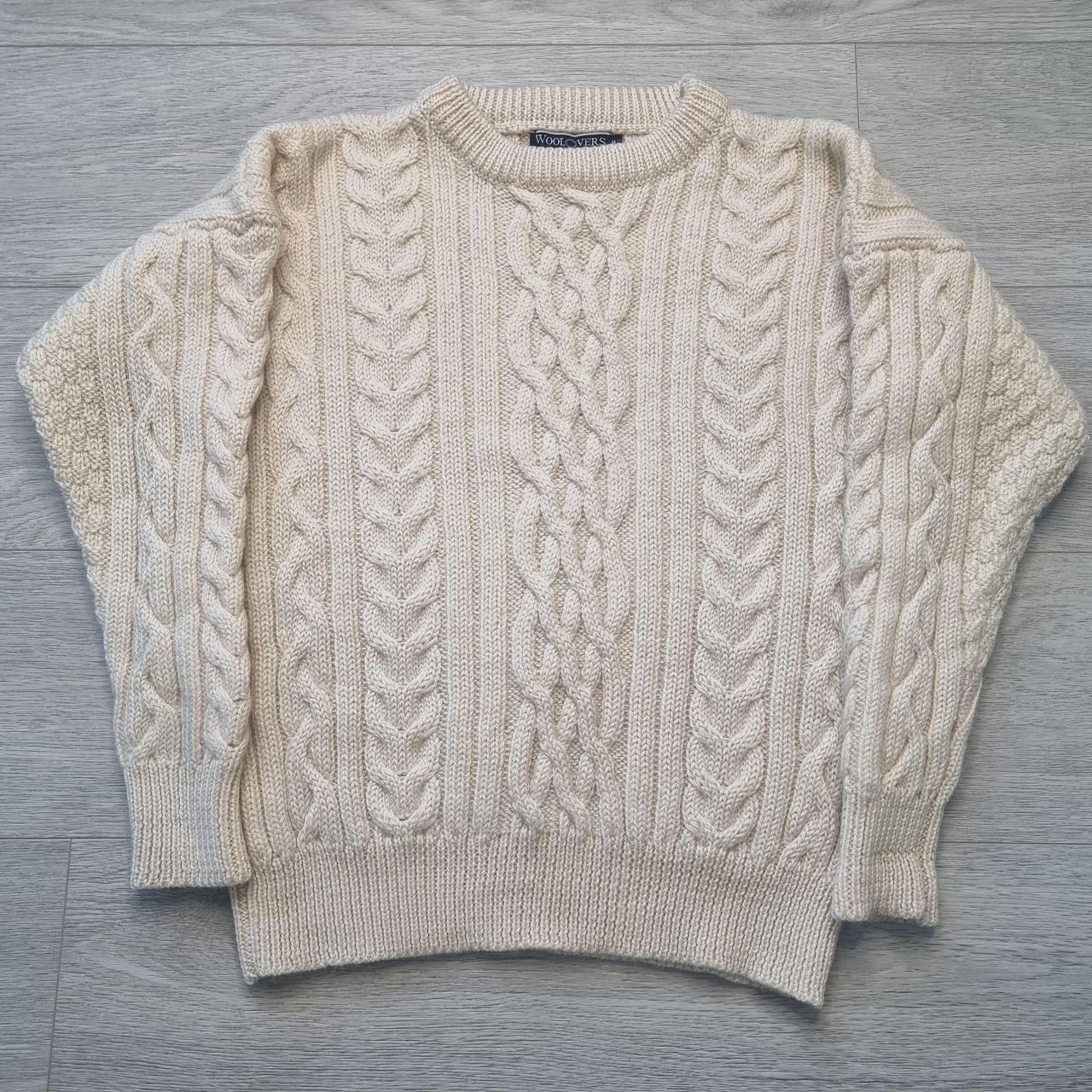 Woolovers Jumper Aran Cream Cable Chunky Knit... - Depop