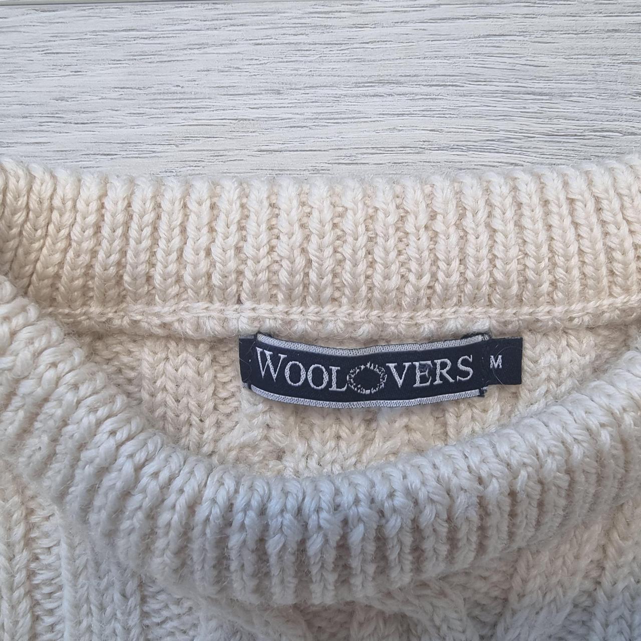 Woolovers Jumper Aran Cream Cable Chunky Knit... Depop