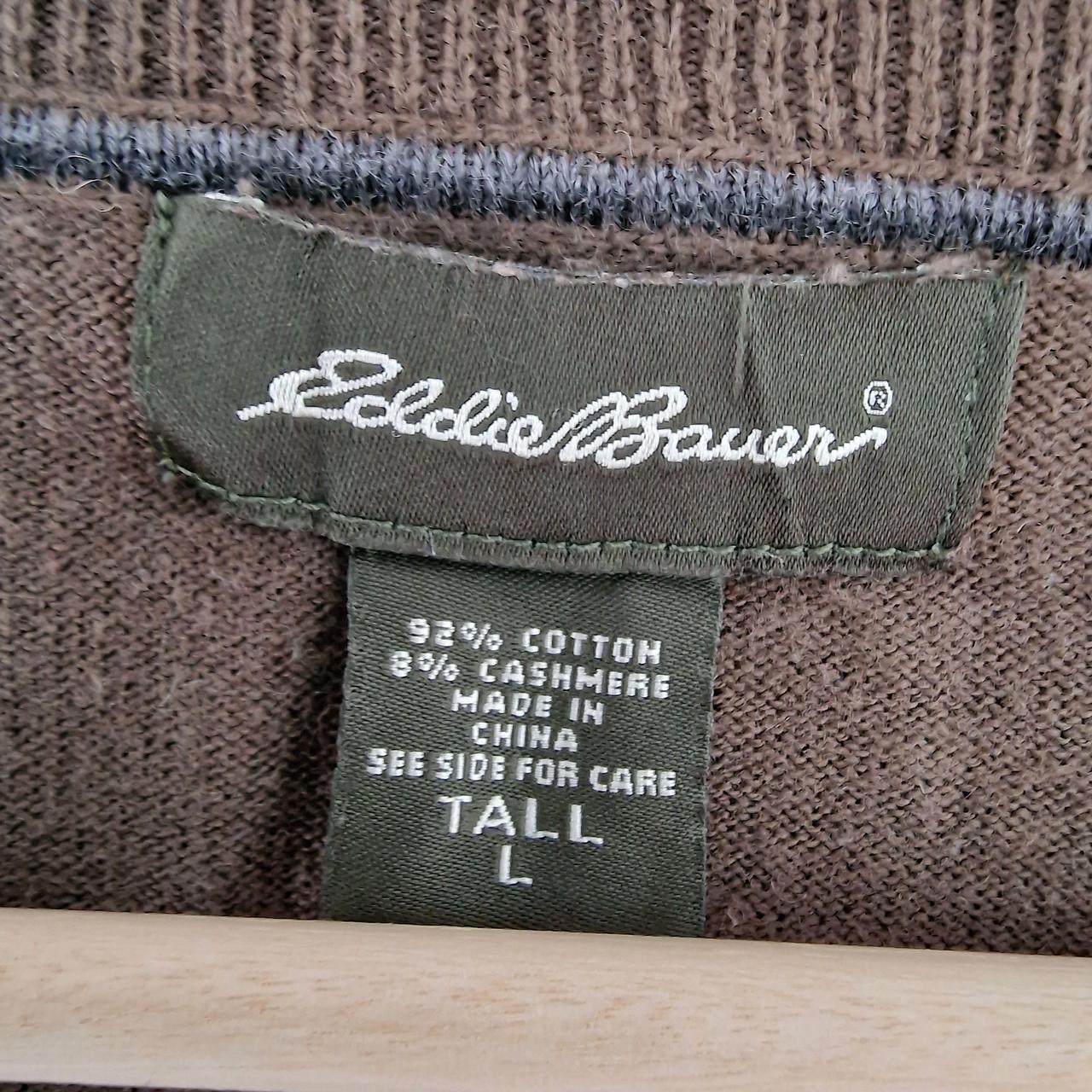 Eddie Bauer Jumper Mens Large Green Cotton Cashmere... - Depop