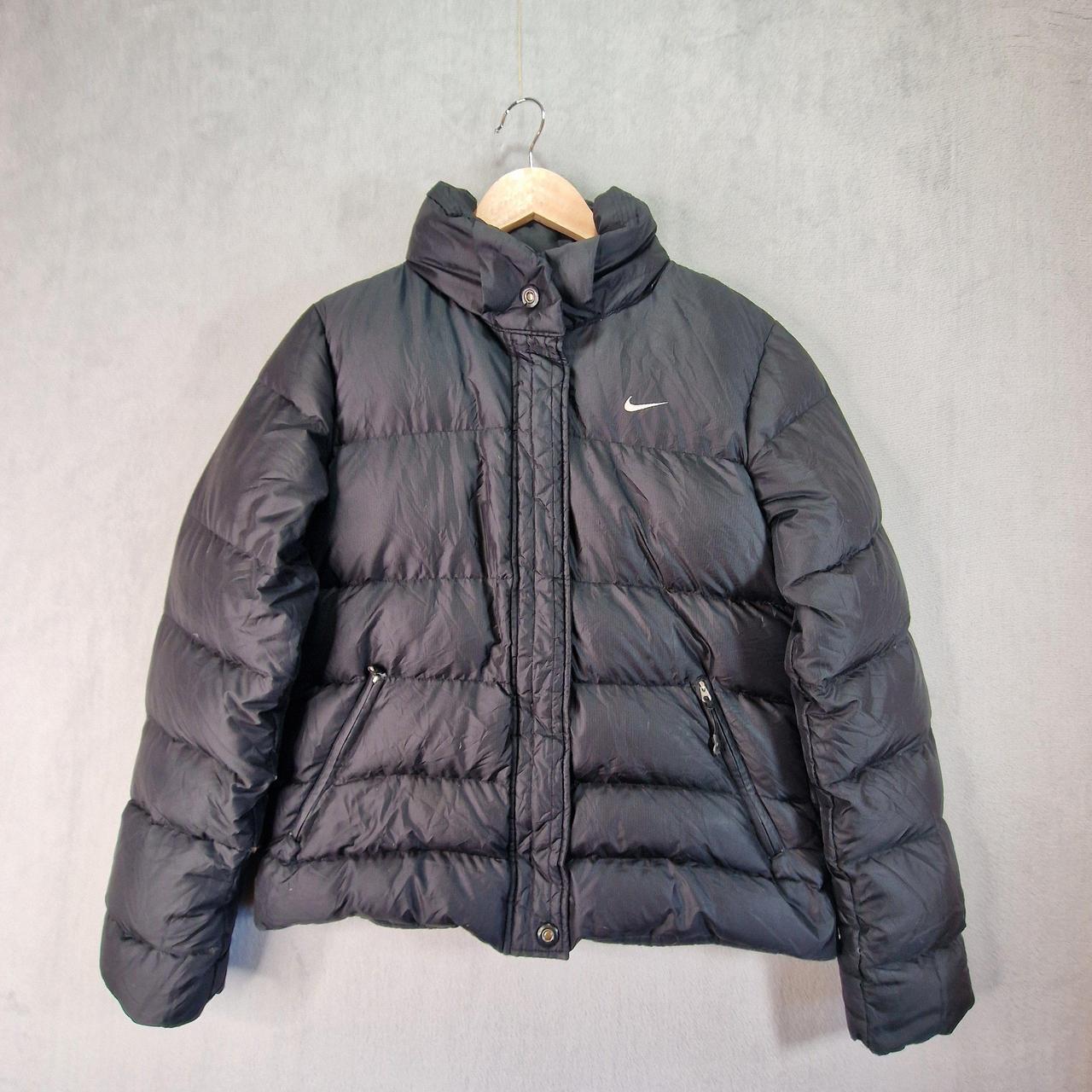 Vintage Nike Puffer Jacket Womens Large Black Down... - Depop