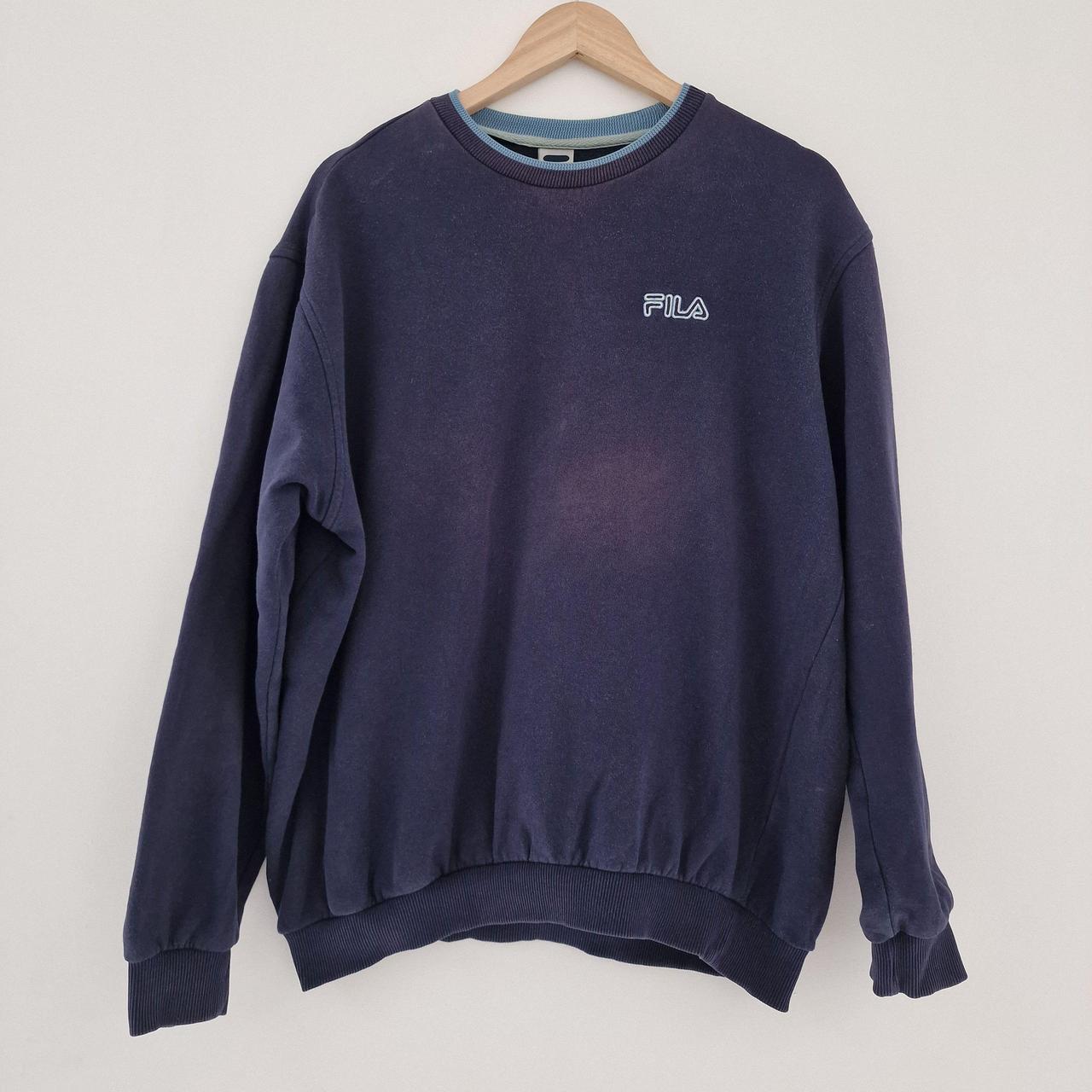 Vintage Fila Sweater Large Navy Fila Embroidered... - Depop