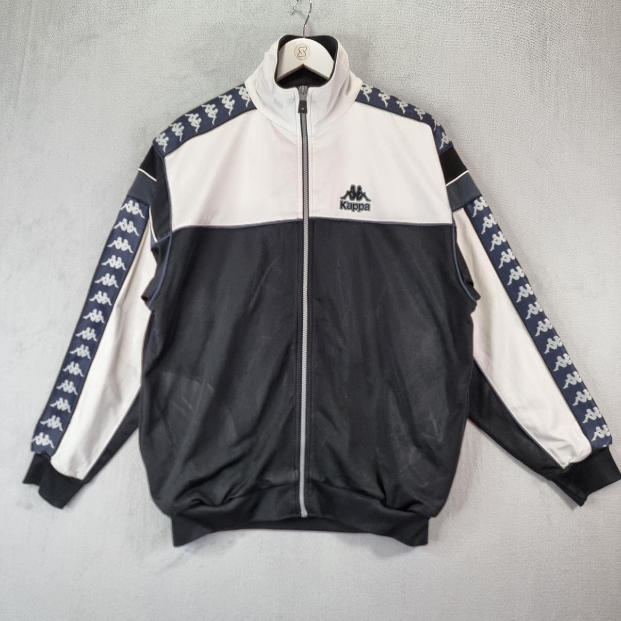 Kappa black and white track jacket best sale