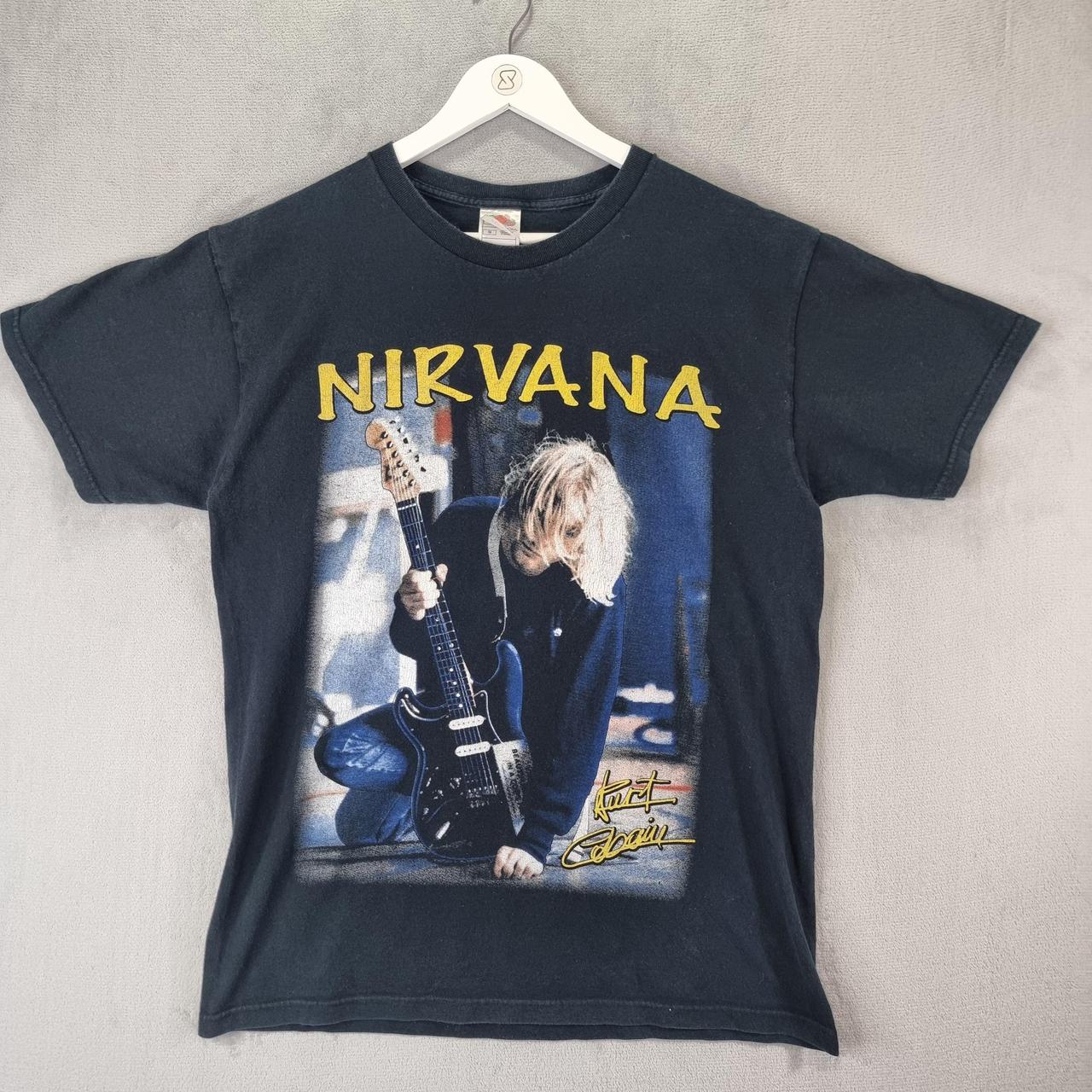 Vintage Nirvana Kurt Cobain T Shirt Mens Large Black. Depop