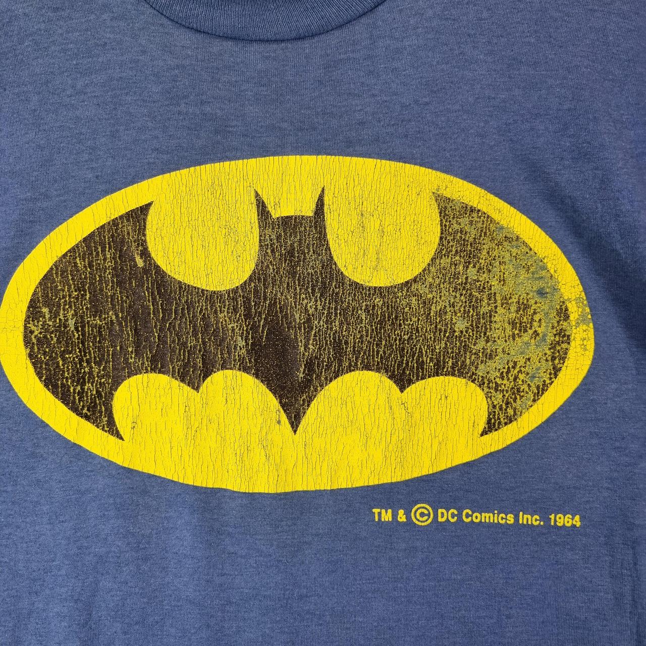 Vintage Batman T-Shirt Mens Medium Blue Yellow | Depop