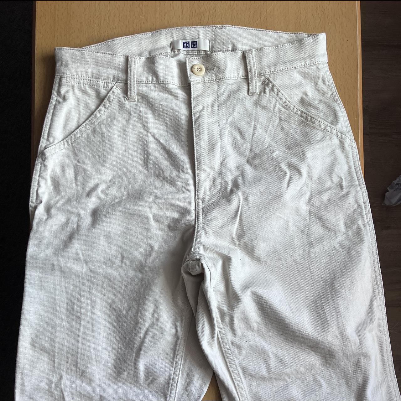 UNIQLO Men's White and Cream Trousers | Depop