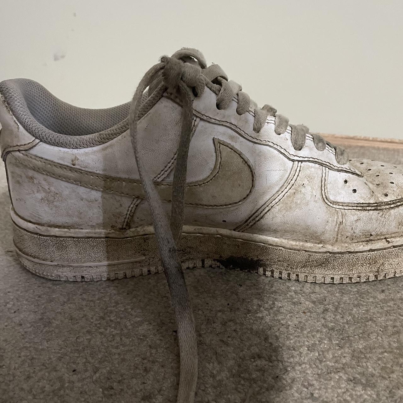 beaten up white af1 size 8 not good condition as... - Depop
