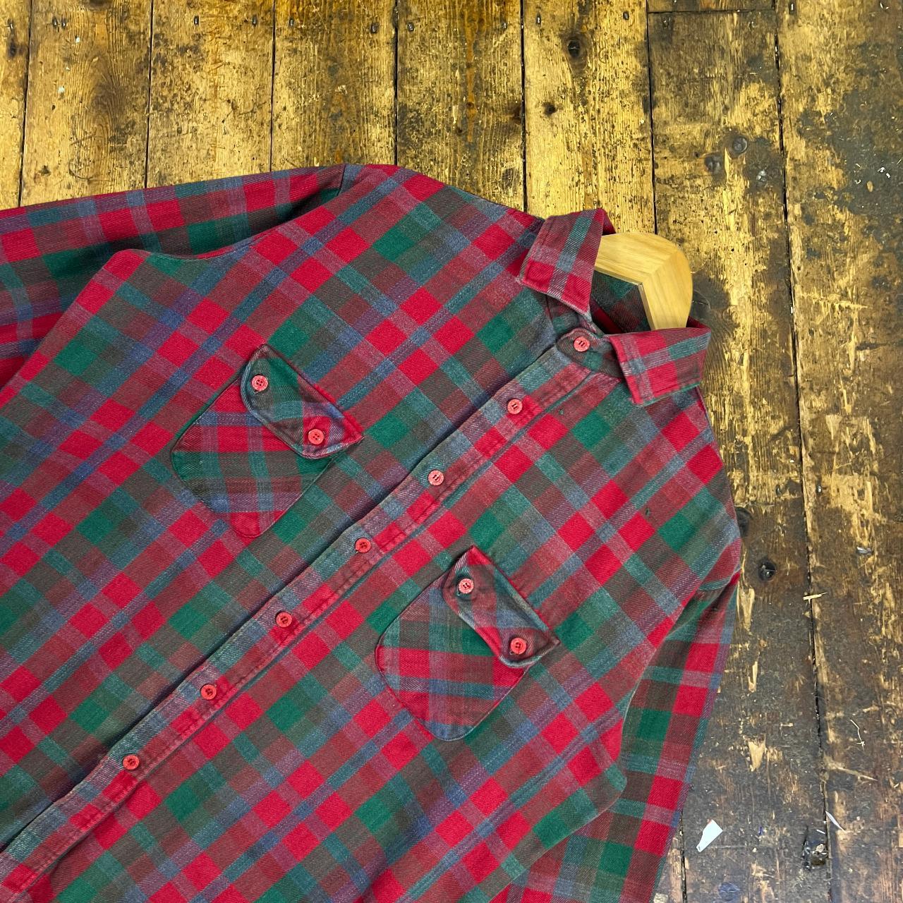 Dickies Check Shirt Dickies Vintage 80s Red and... - Depop