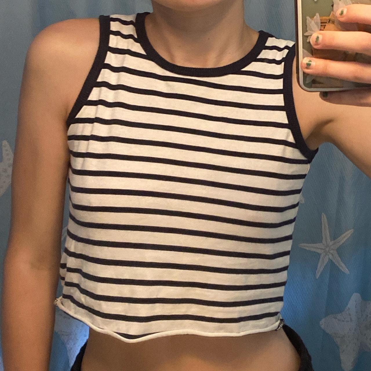 Striped white and navy tank! Thrifted this! Just... - Depop