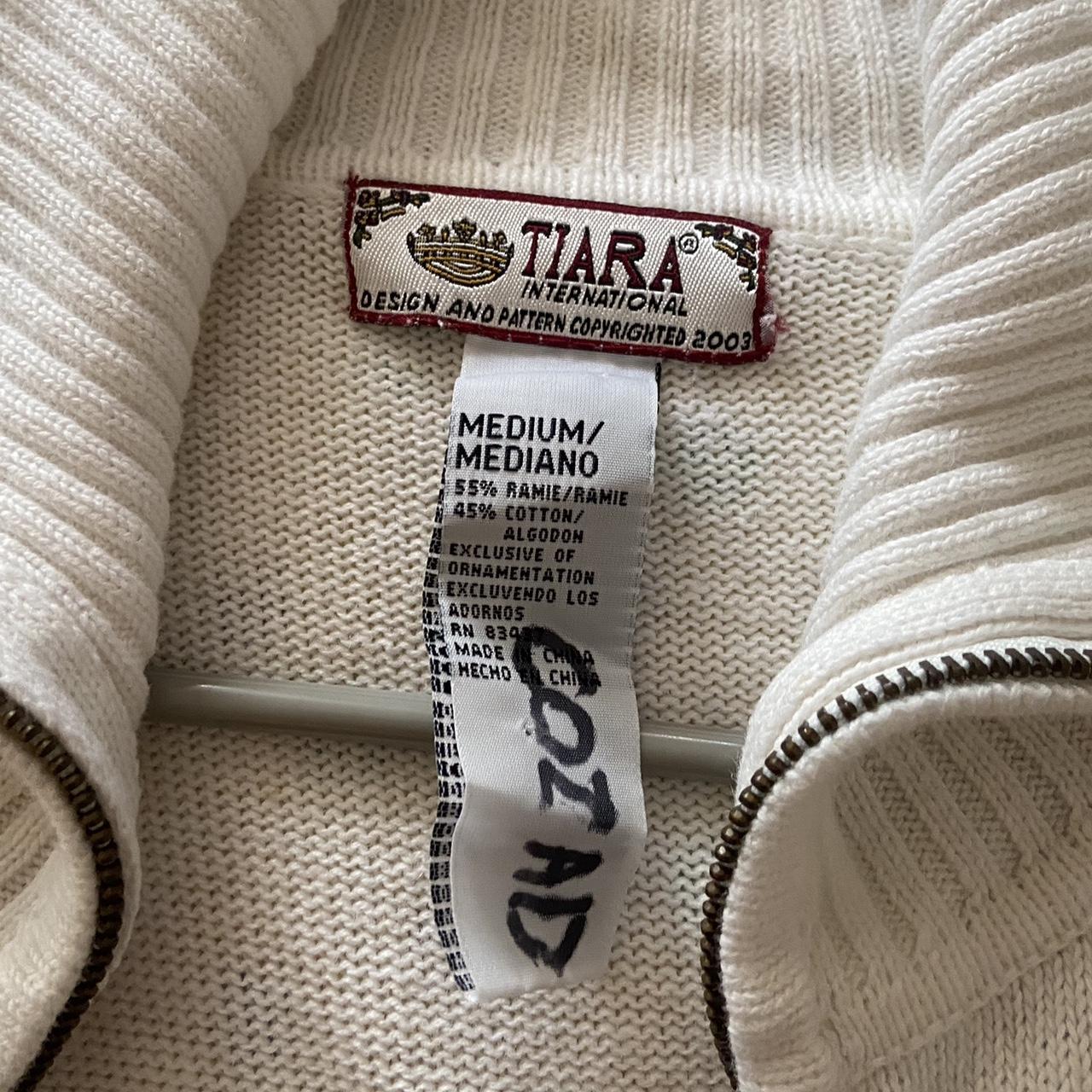 “Tiara International” cream zip up cardigan with... Depop