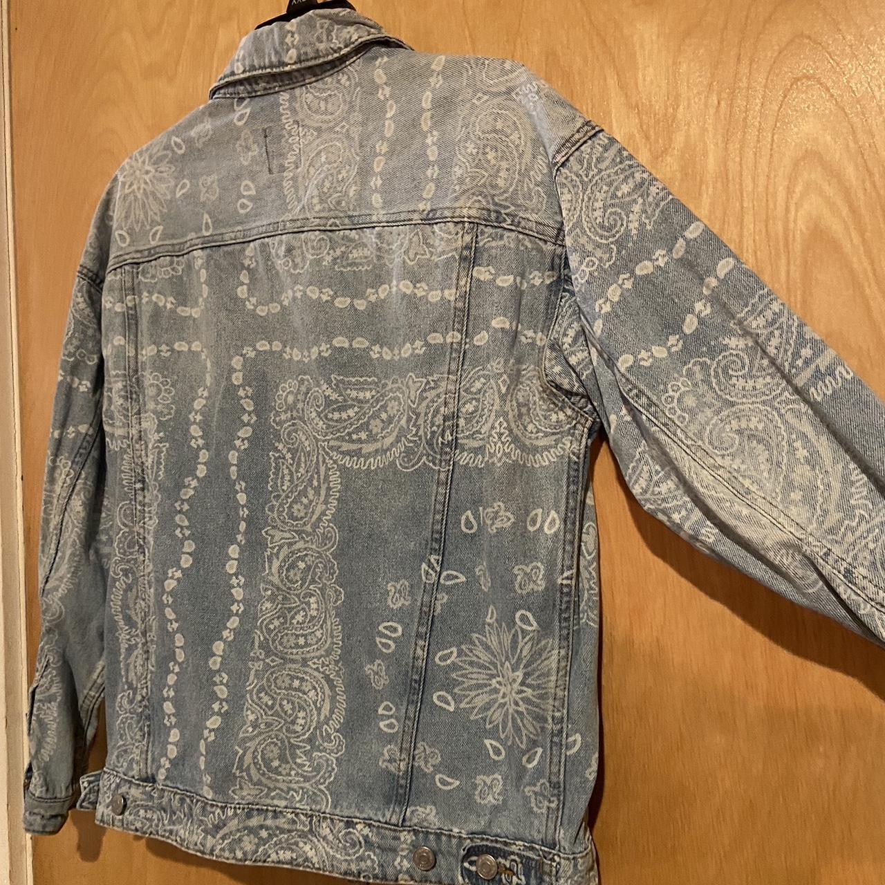 Wild Fable” denim jacket with paisley bleach design - Depop