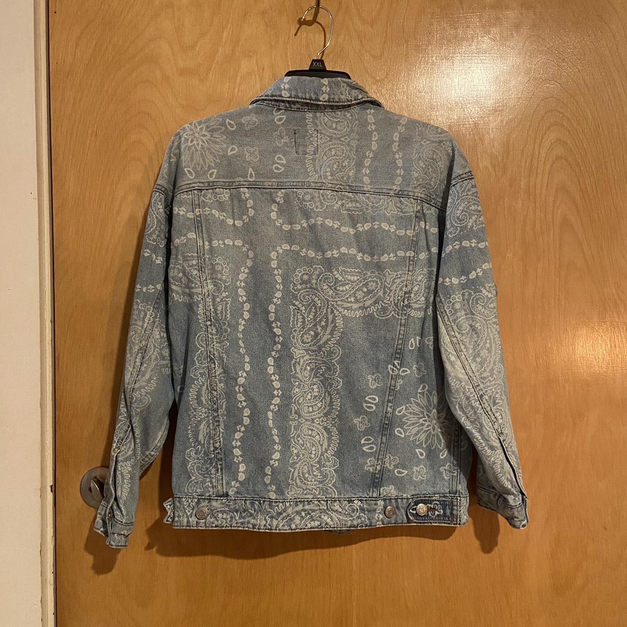 Wild Fable” denim jacket with paisley bleach design - Depop