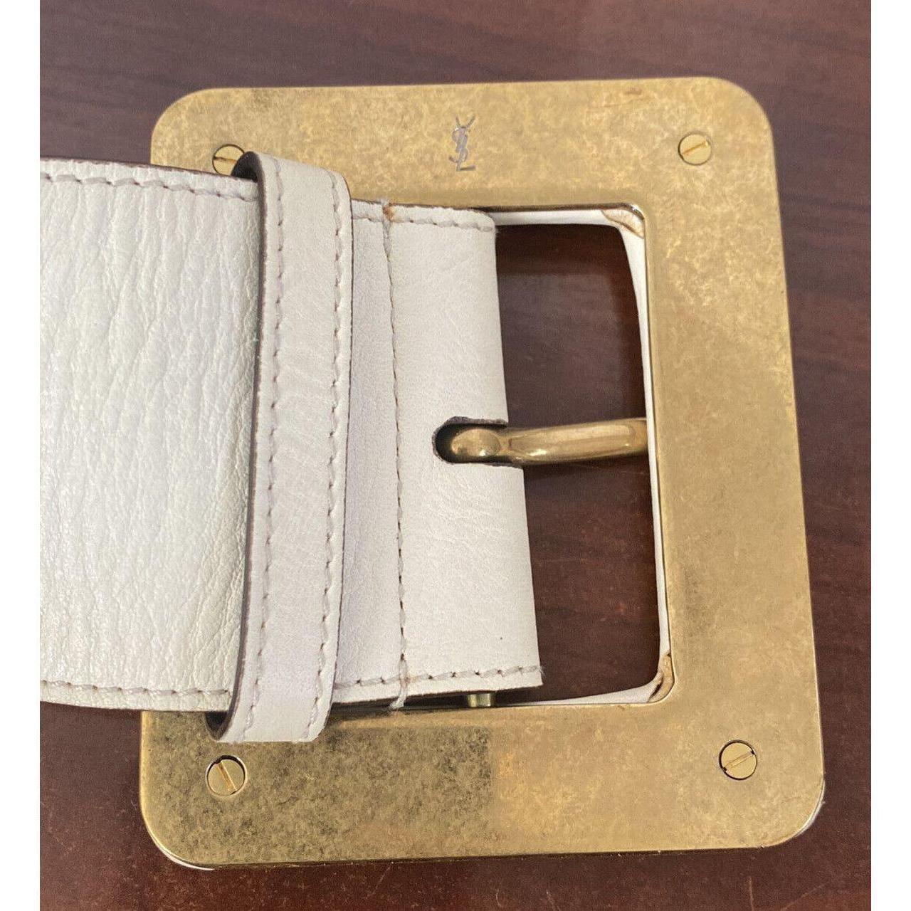 Yves Saint Laurent YSL Ivory Leather & Brass - Depop