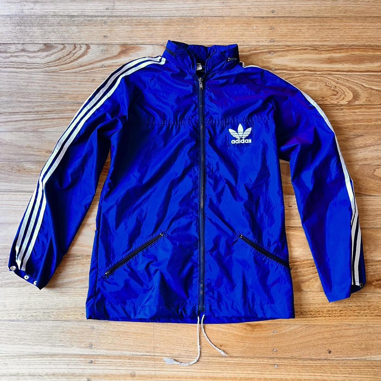 Vintage Adidas navy blue windbreaker/jacket. Size... - Depop