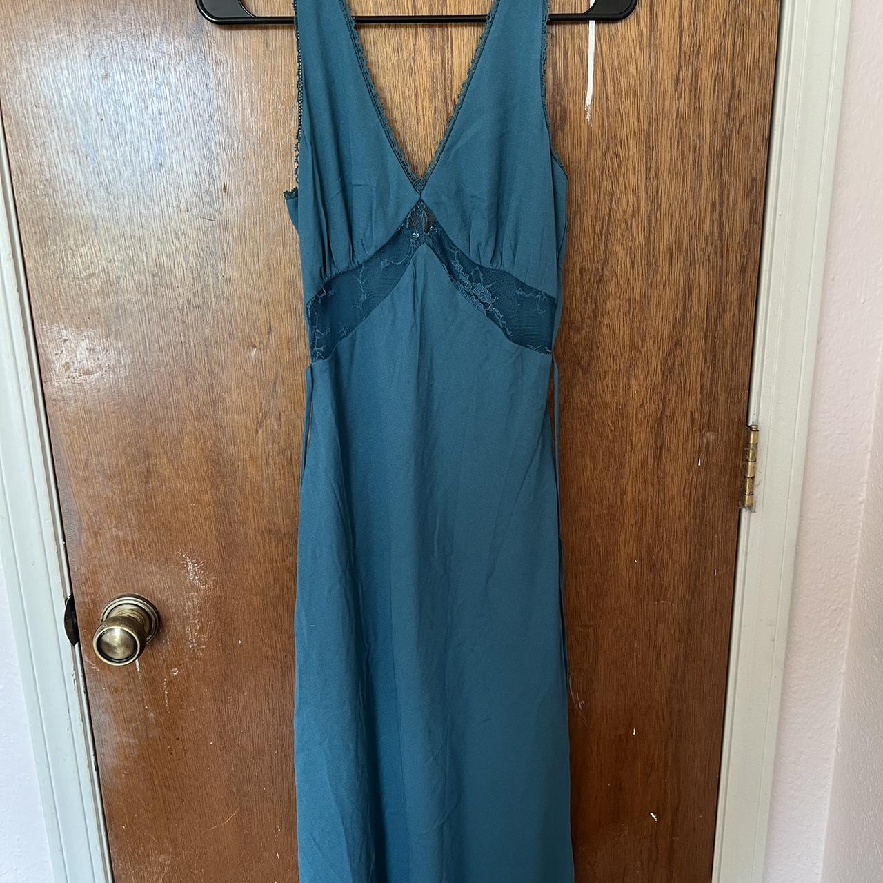 Wild Fable blue slip dress with lace detailing, XXS.... - Depop