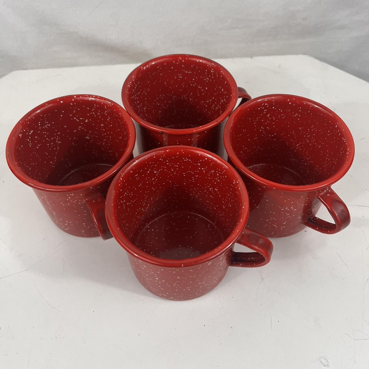 Red enamelware camping metal mug cups. Chipped in a... Depop
