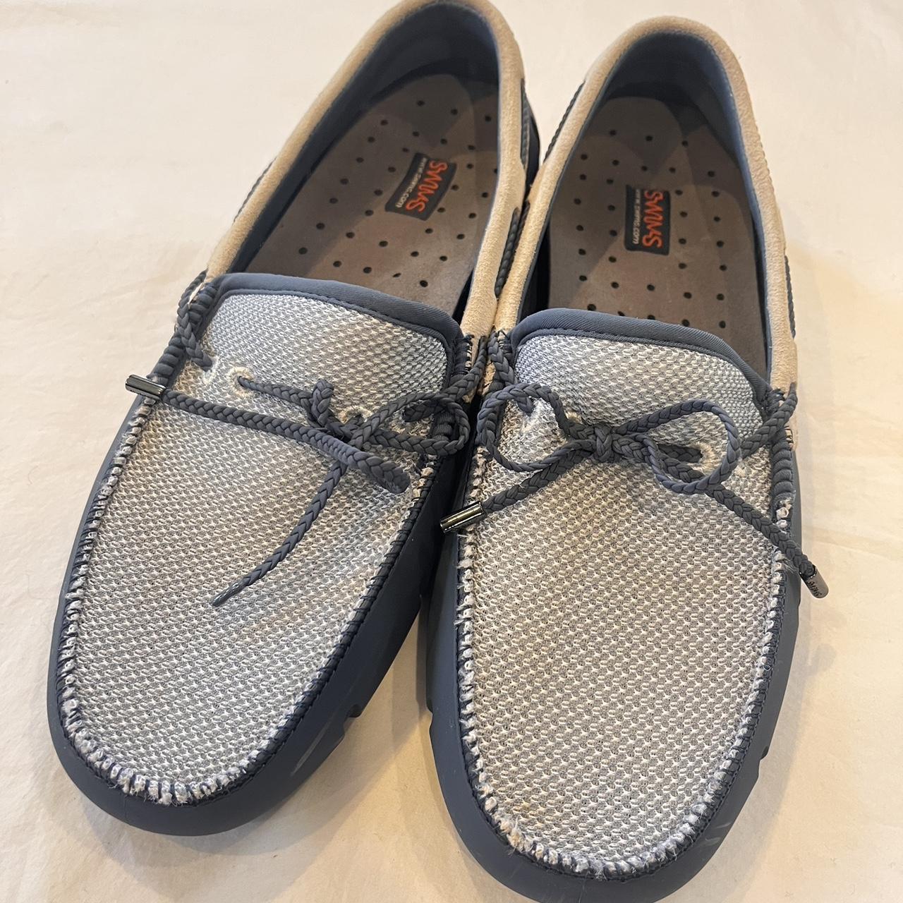 Swims Men's Blue and White Loafers | Depop