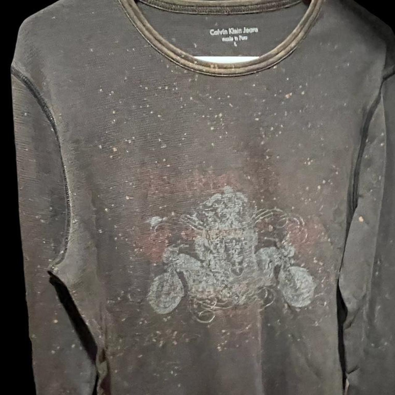 Y2K Affliction Camicia Termica Manica Lunga Uomo XL Blu Teschio - Foto 4