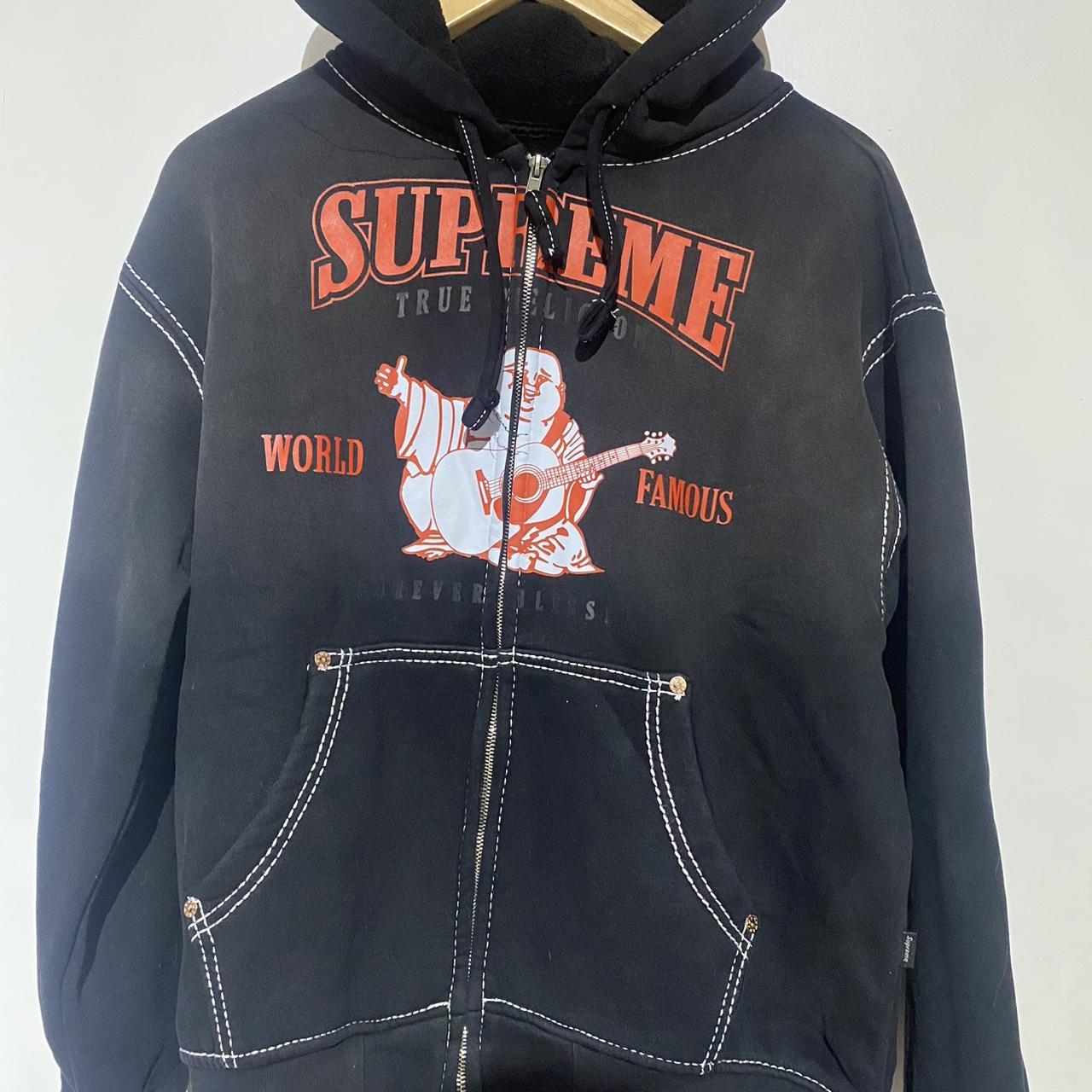 true religion x supreme zip up hoodie good... - Depop