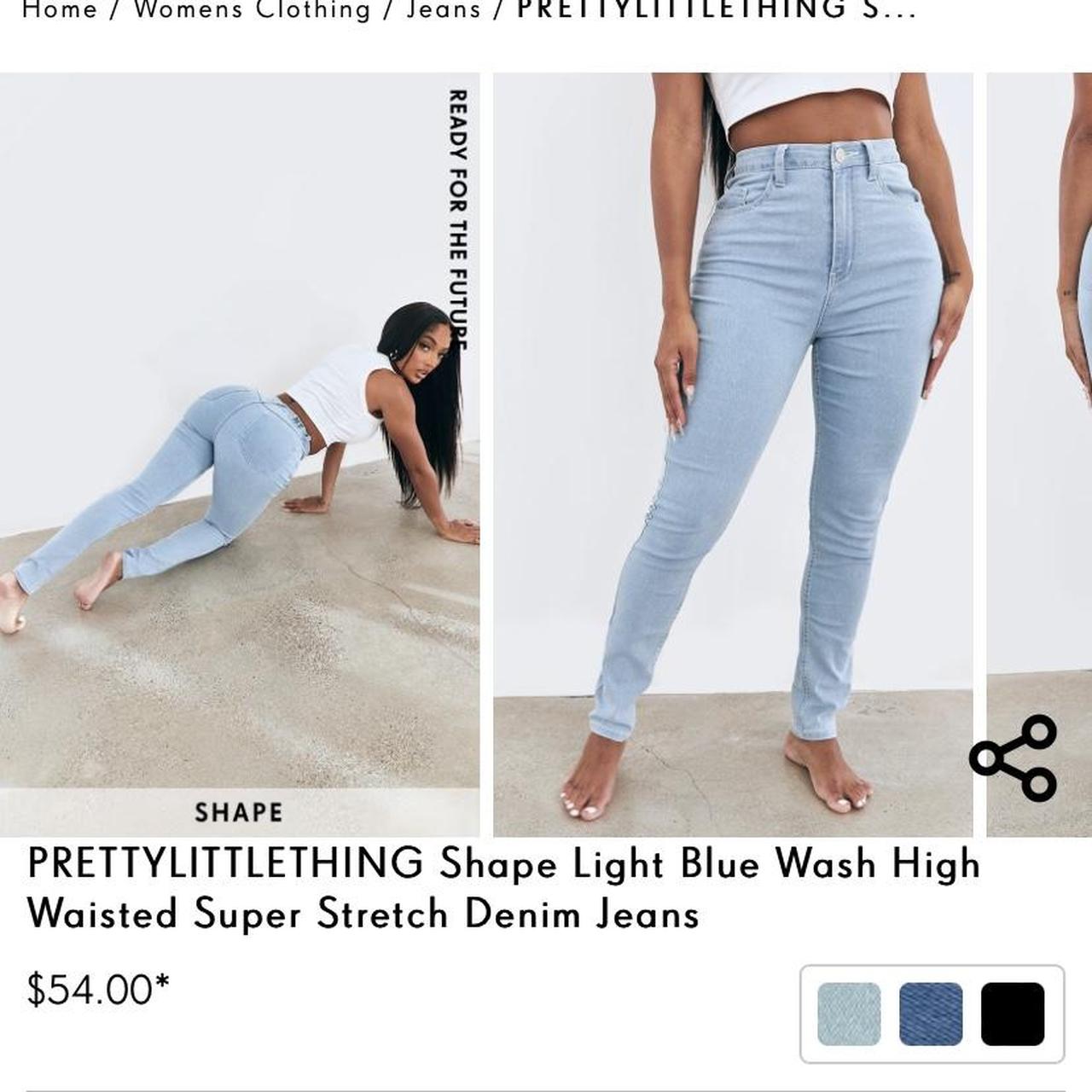 PRETTYLITTLETHING Shape Light Blue Wash Super High Waist Skinny Jeans