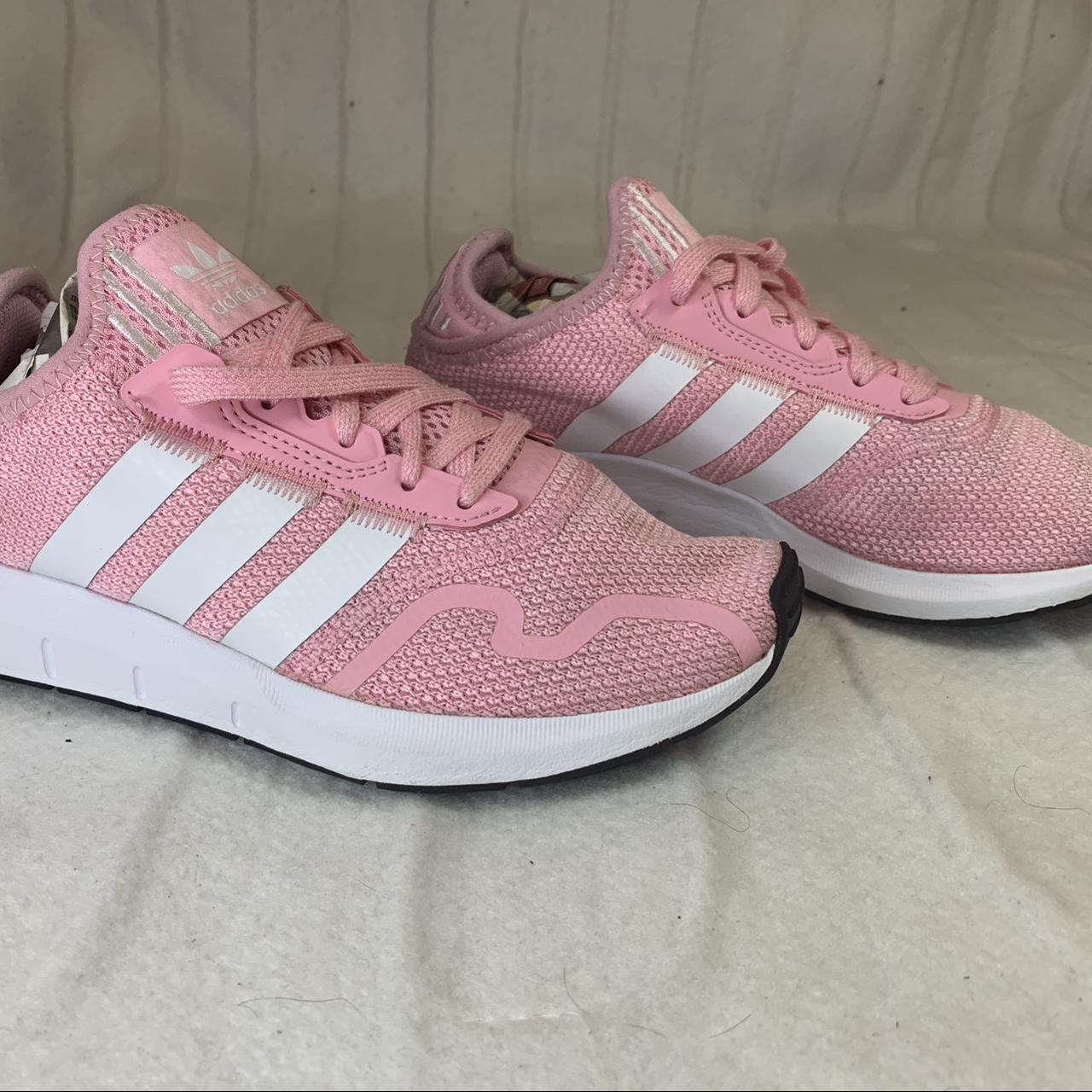 Adidas Women's Pink and White Trainers | Depop