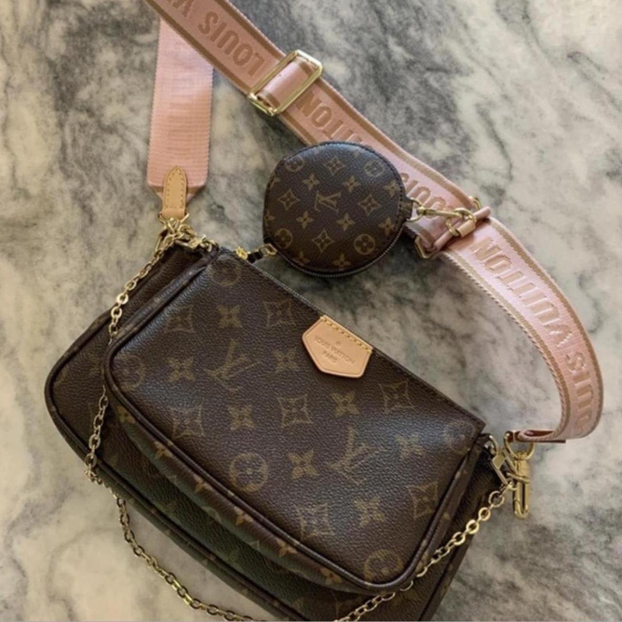 LV white checkered bag. Pink interior. Size: - Depop