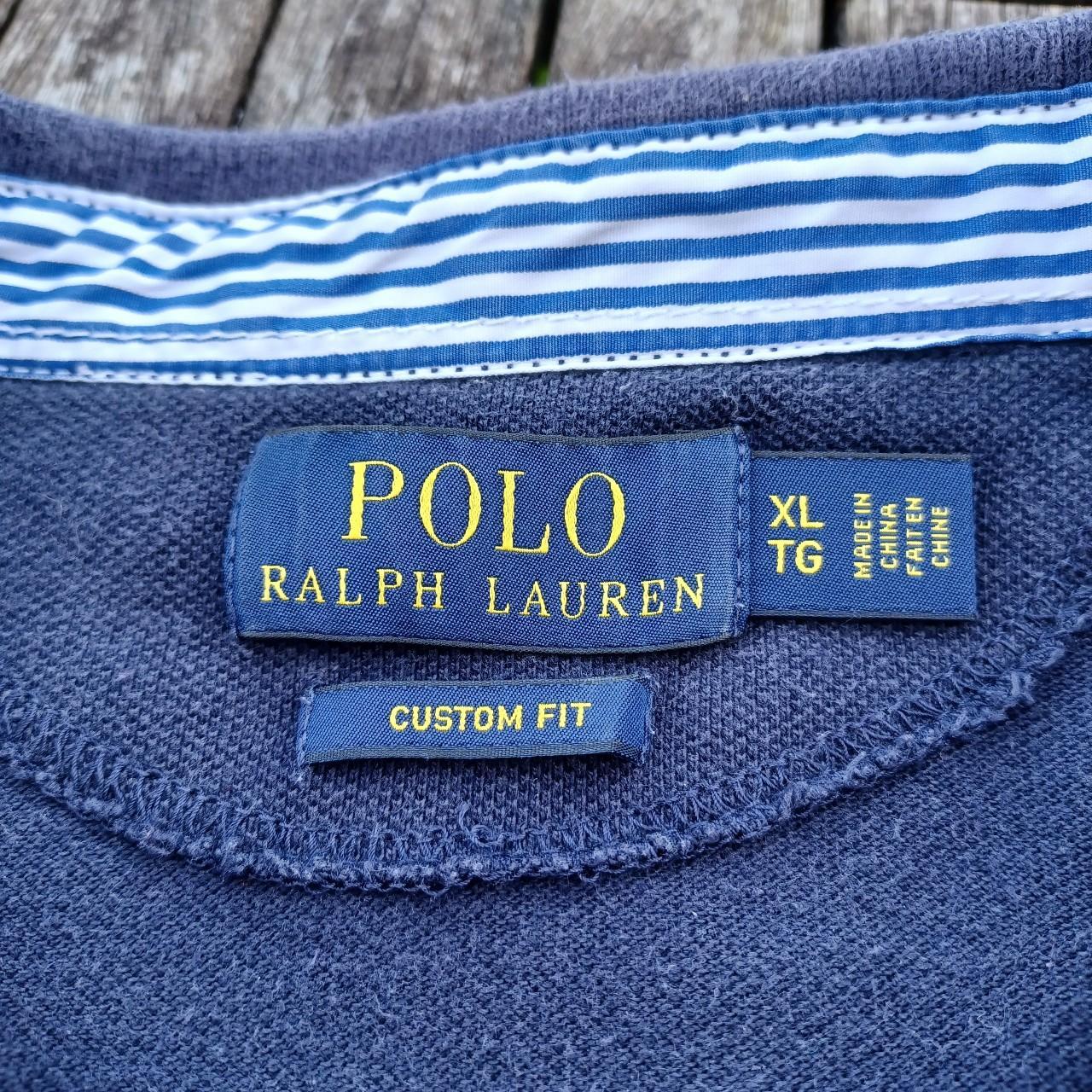 Ralph lauren Navy and White Polo Shirt XL Vintage... - Depop