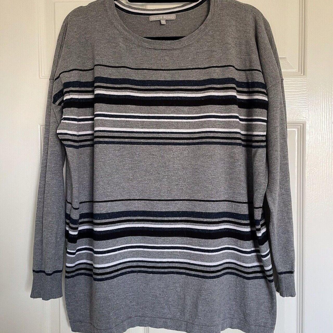 Oliver Bonas Oversized Grey Jumper Metallic Blue... - Depop