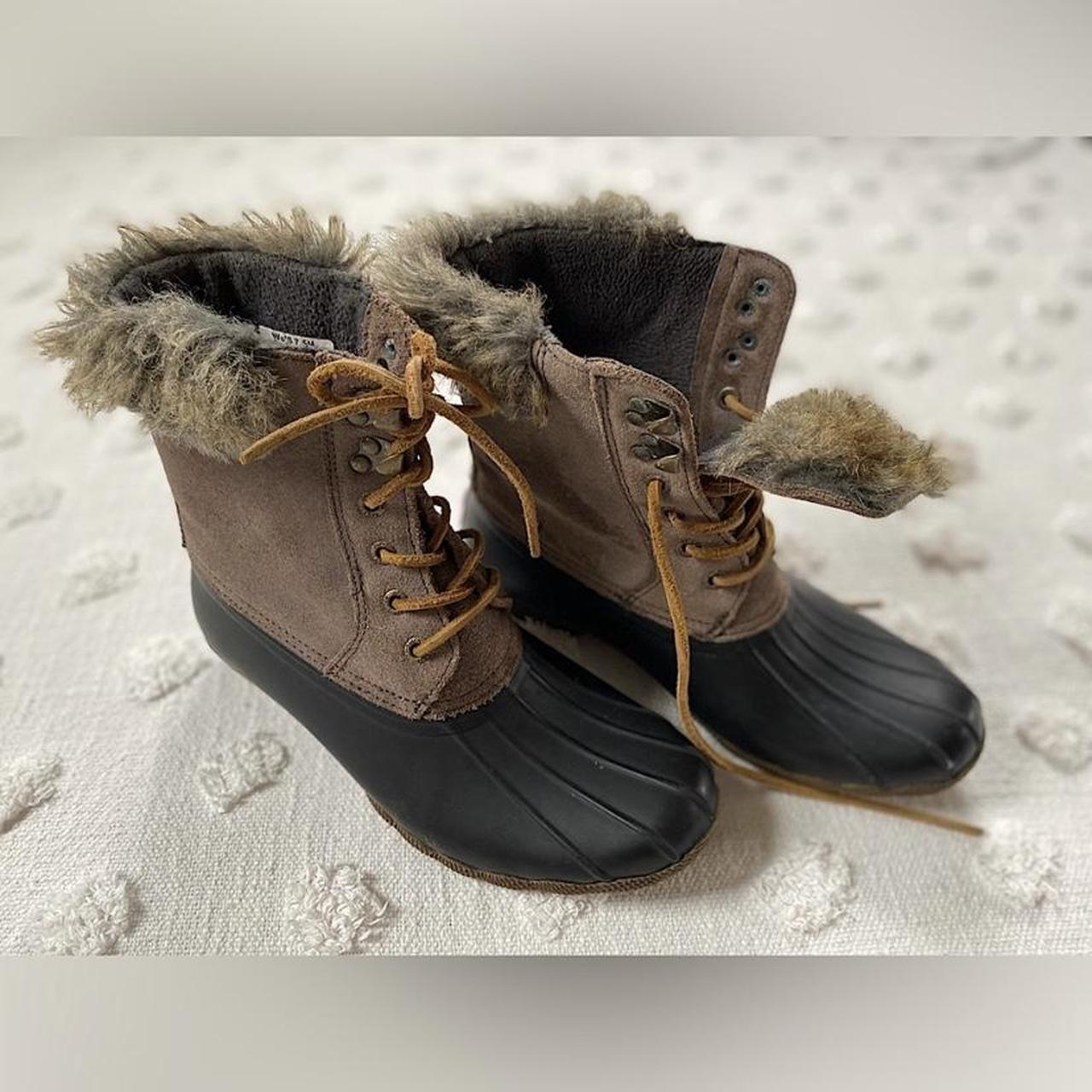 Sperry Top Sider Brown Black Faux Fur Duck Boots. Depop