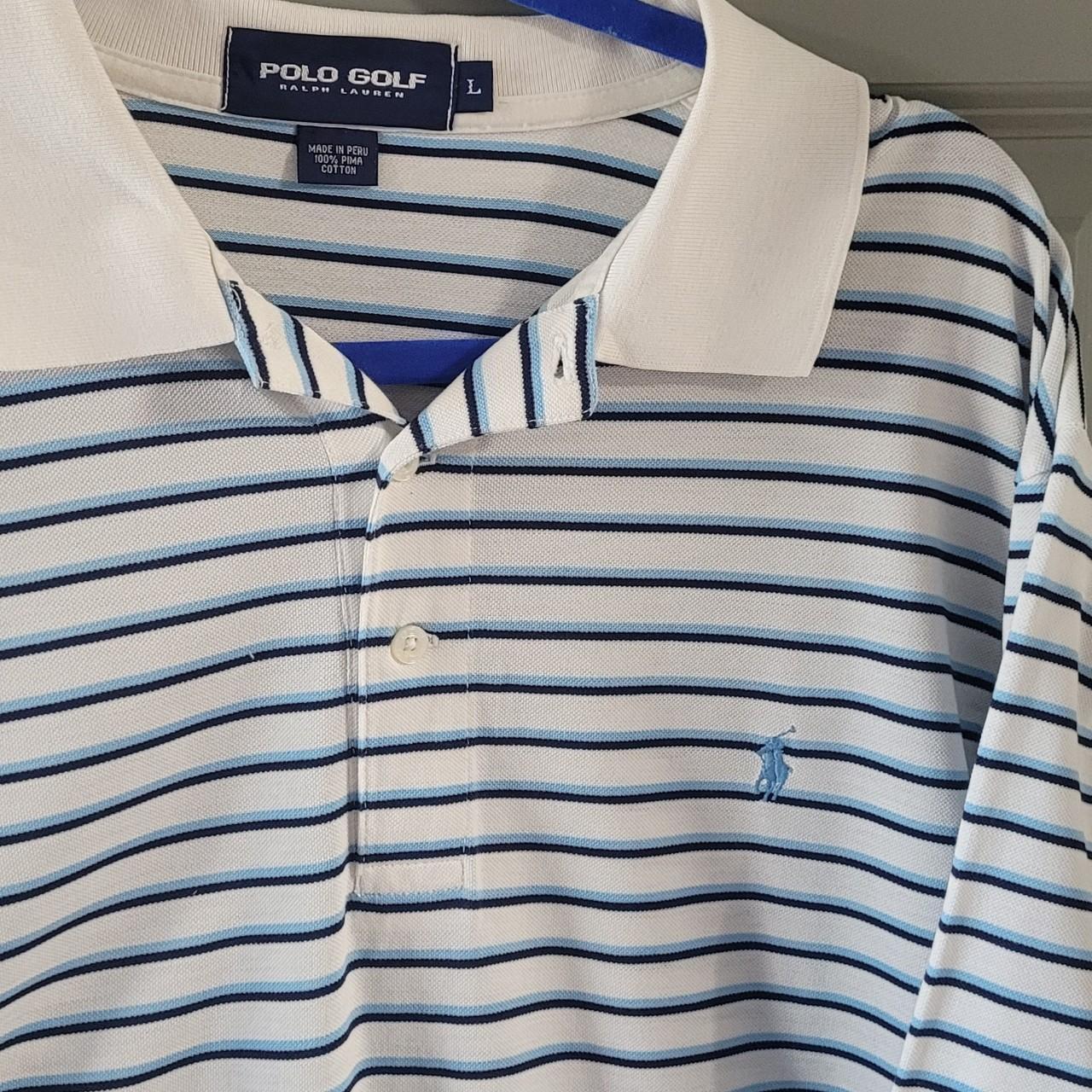 Ralph Lauren Men's Blue and White Polo-shirts | Depop