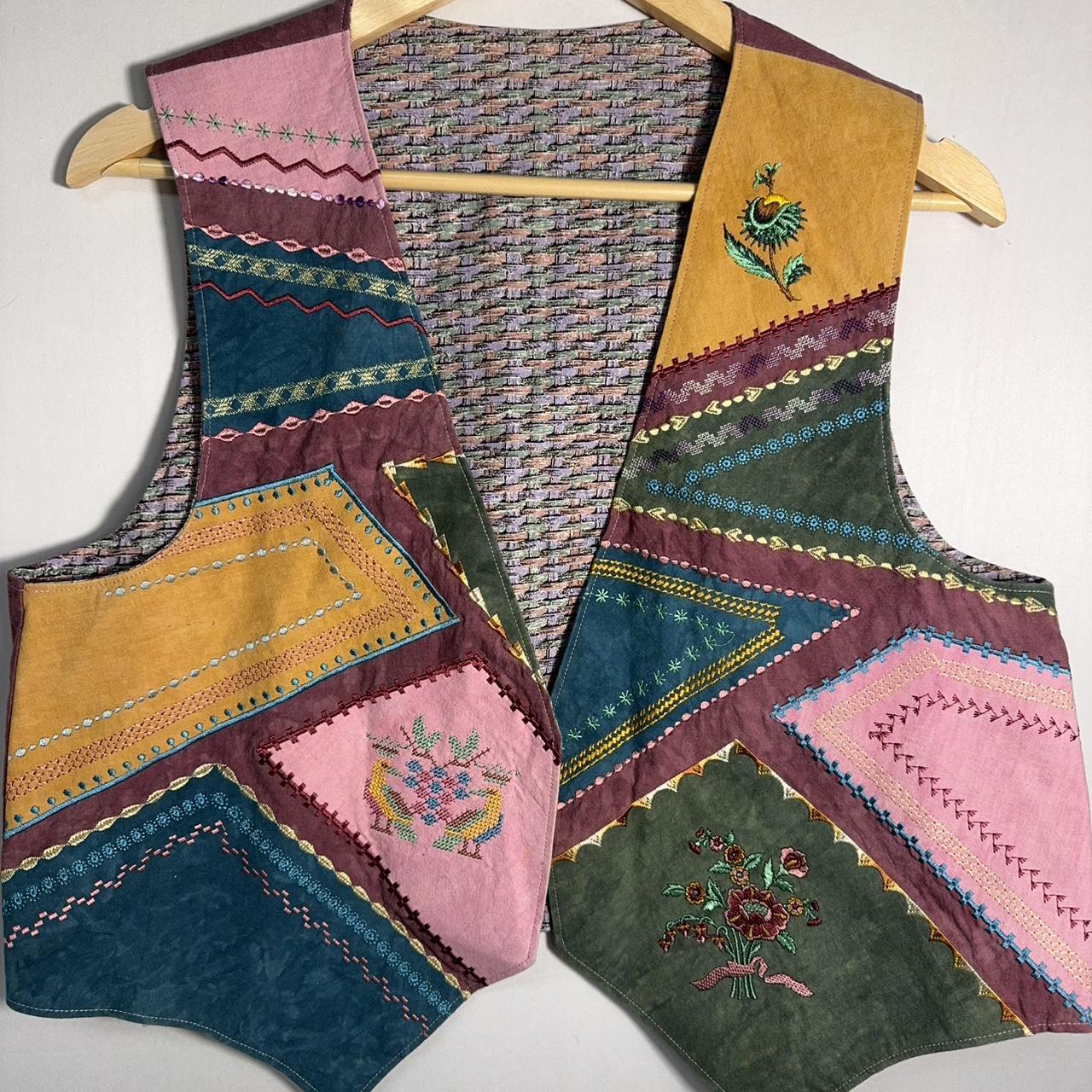 Women's Vest - Multi - M – Boho Patchwork Embroid… - image 1
