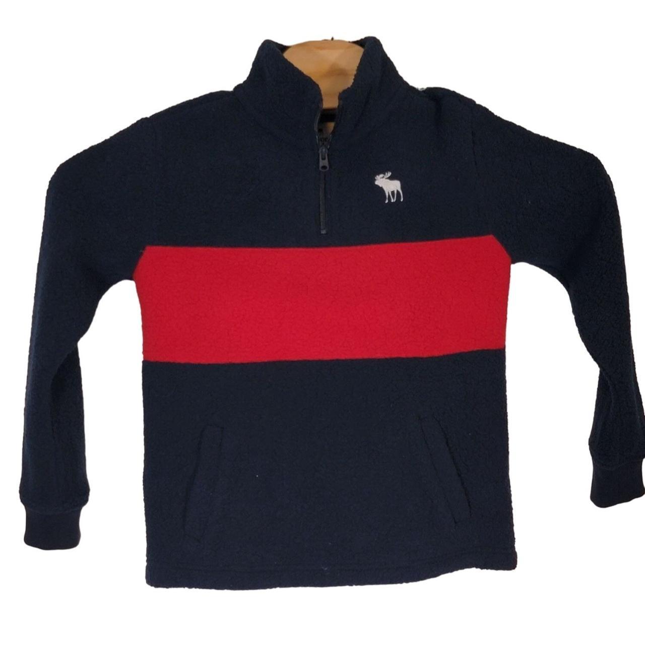 Abercrombie & Fitch Navy and Red Sweatshirt Depop