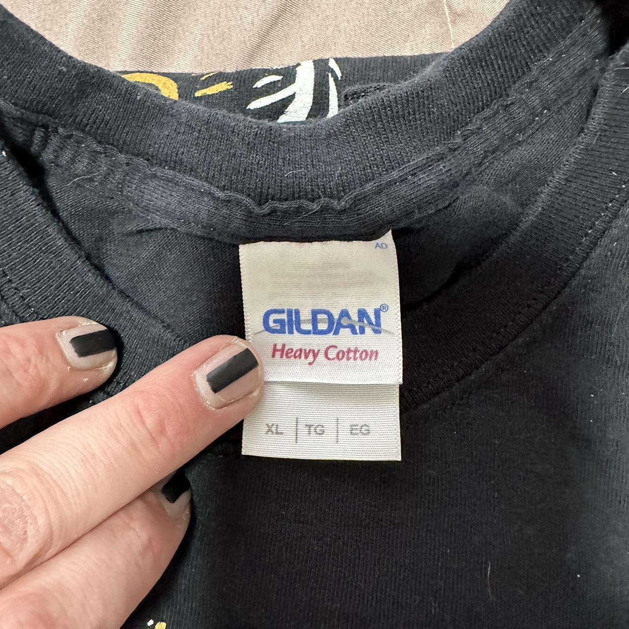 Gildan Men's Black and Tan T-shirt | Depop