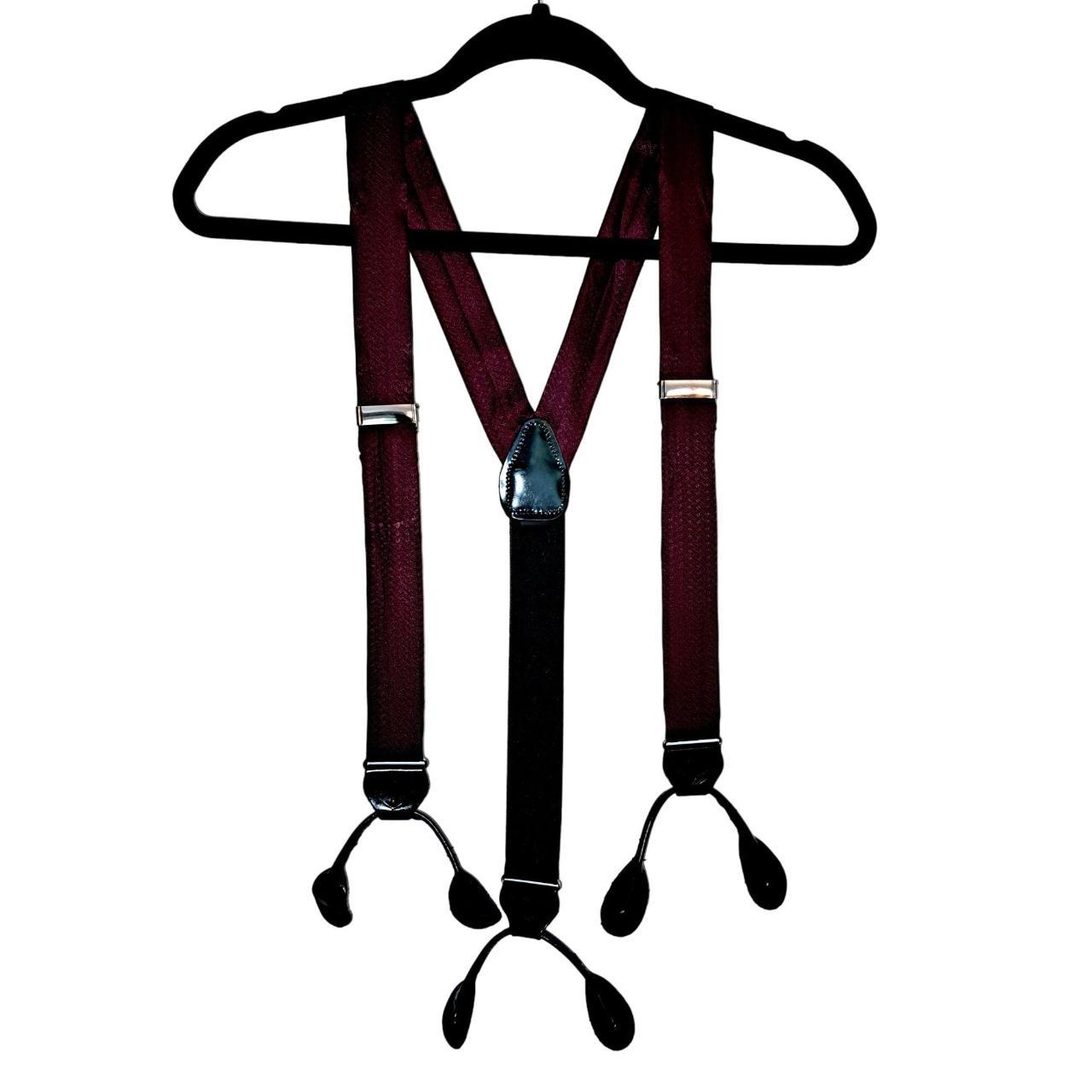 Silk Suspenders in maroon for the classic, elegant... Depop