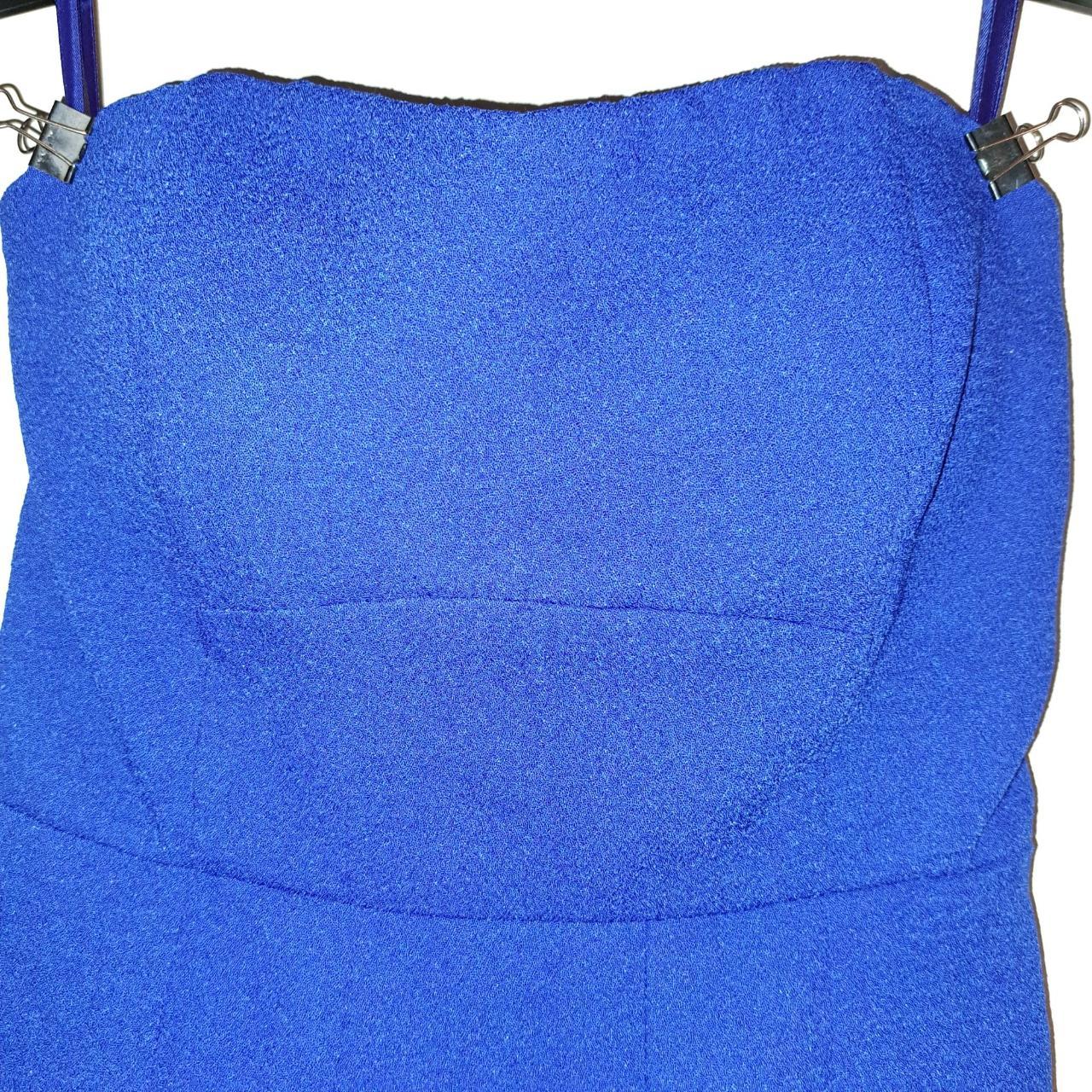 Blue strapless mini dress back zip and fully lined.... - Depop