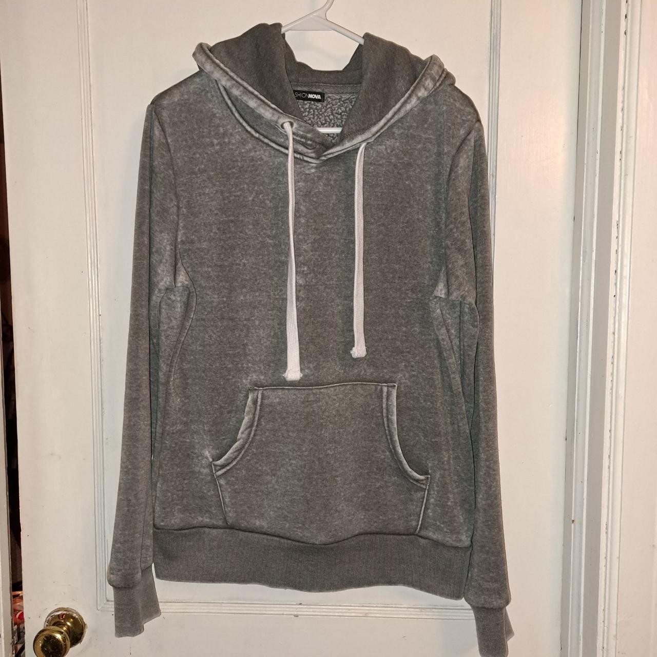 Fashion Nova pullover hoodie sweatshirt in grey with... - Depop