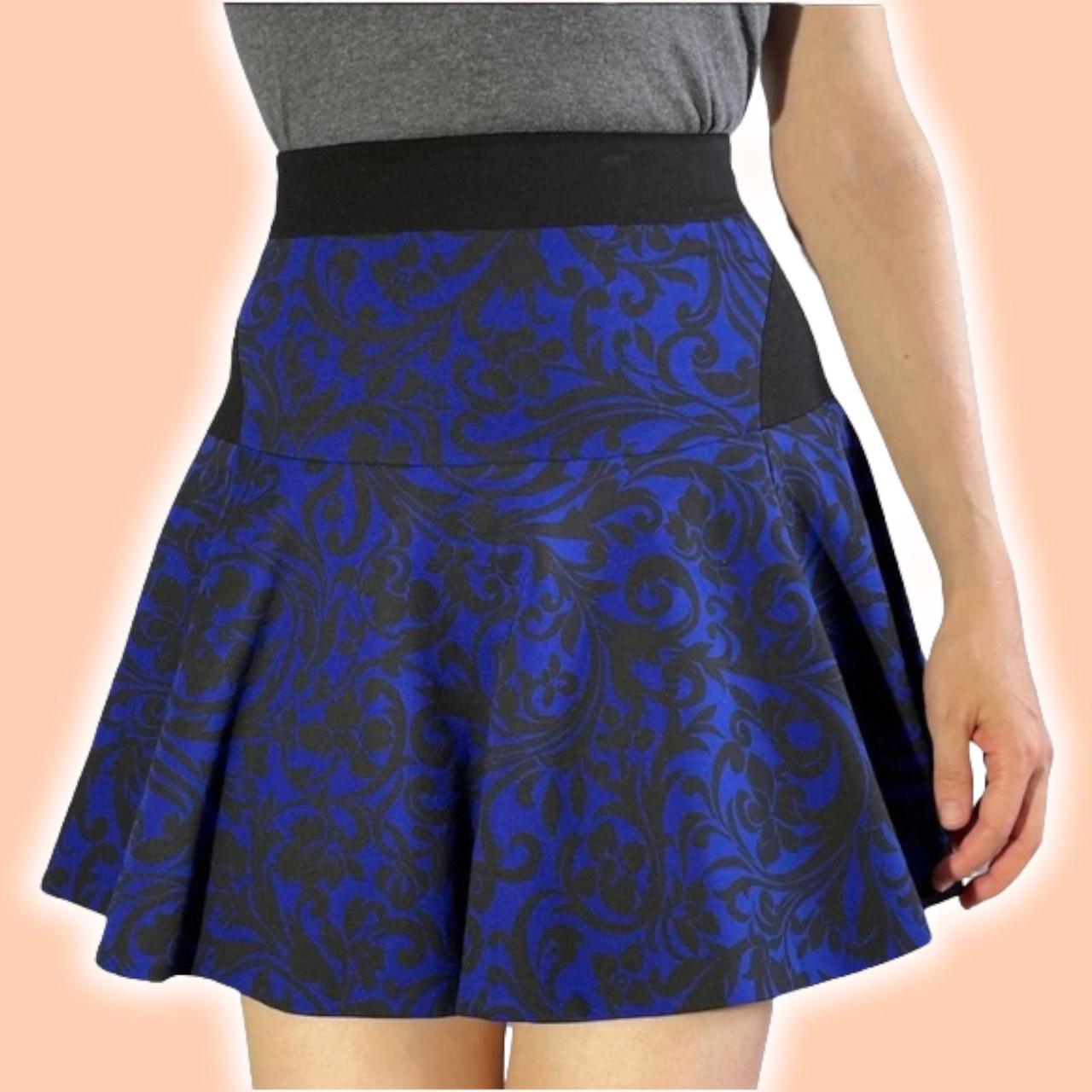 Karen Millen Women's Blue and Black Skirt (2)